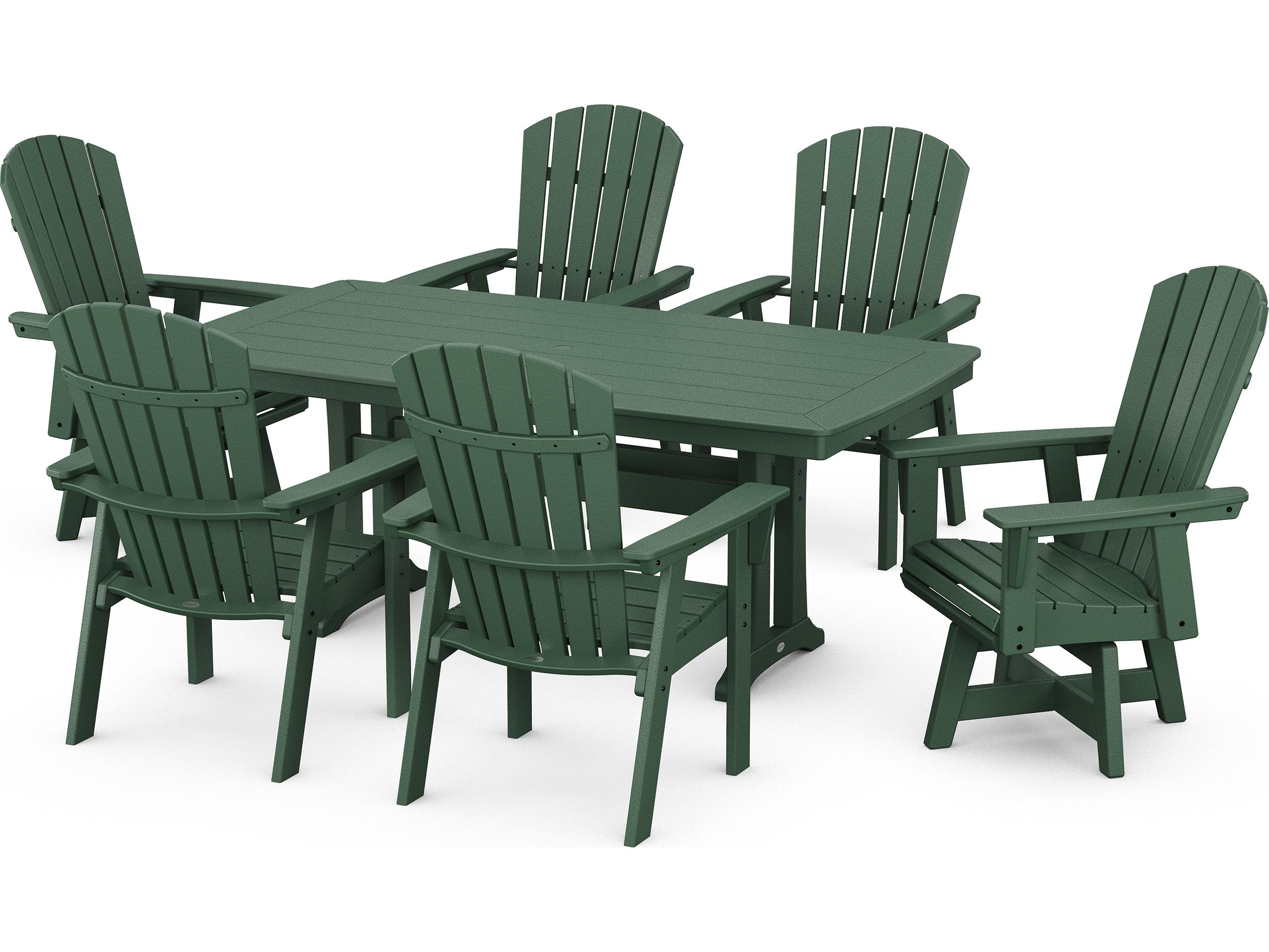 POLYWOOD® Nautical Recycled Plastic 7 Piece Outdoor Patio Dining Set