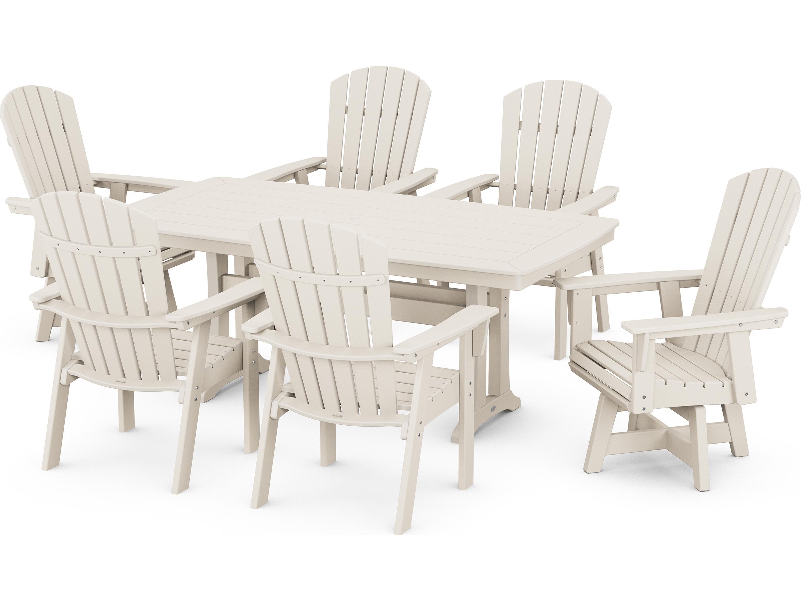 POLYWOOD® Nautical Recycled Plastic 7 Piece Outdoor Patio Dining Set