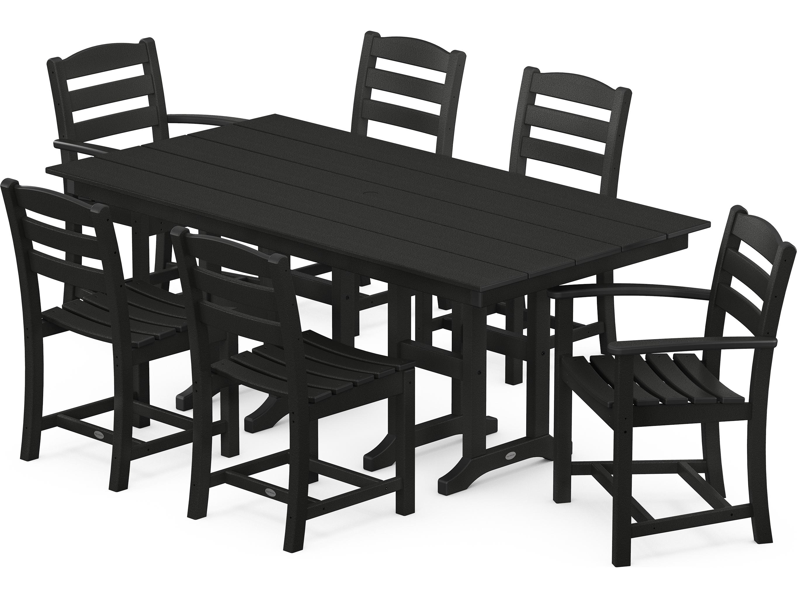 POLYWOOD® La Casa Cafe Recycled Plastic 7 Piece Farmhouse Patio Dining Set