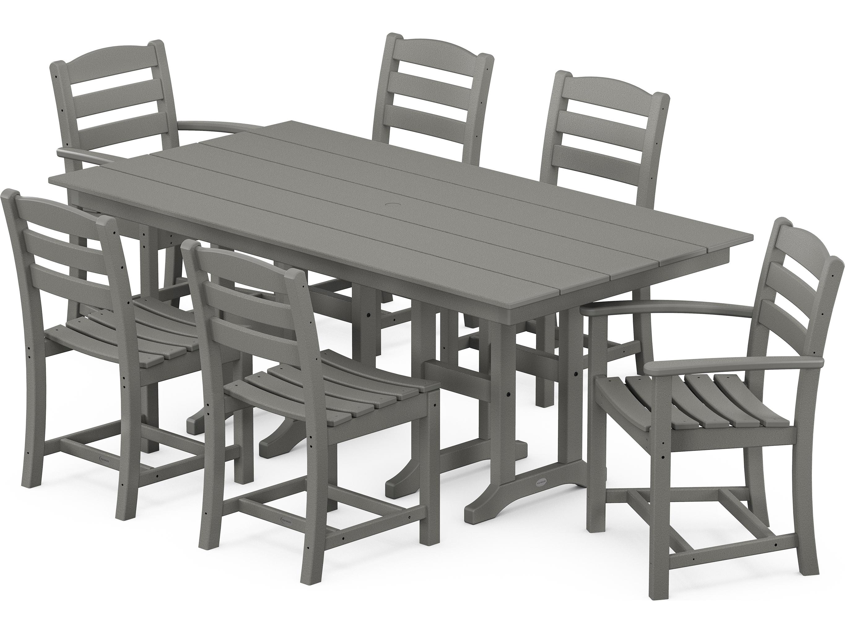 POLYWOOD® La Casa Cafe Recycled Plastic 7 Piece Farmhouse Patio Dining Set