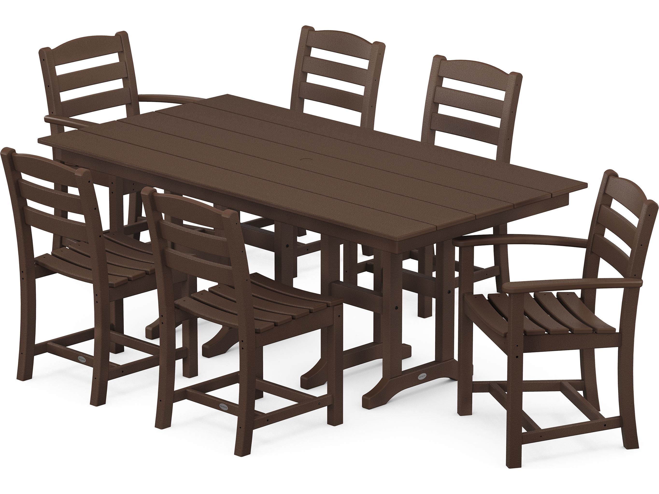 POLYWOOD® La Casa Cafe Recycled Plastic 7 Piece Farmhouse Patio Dining Set