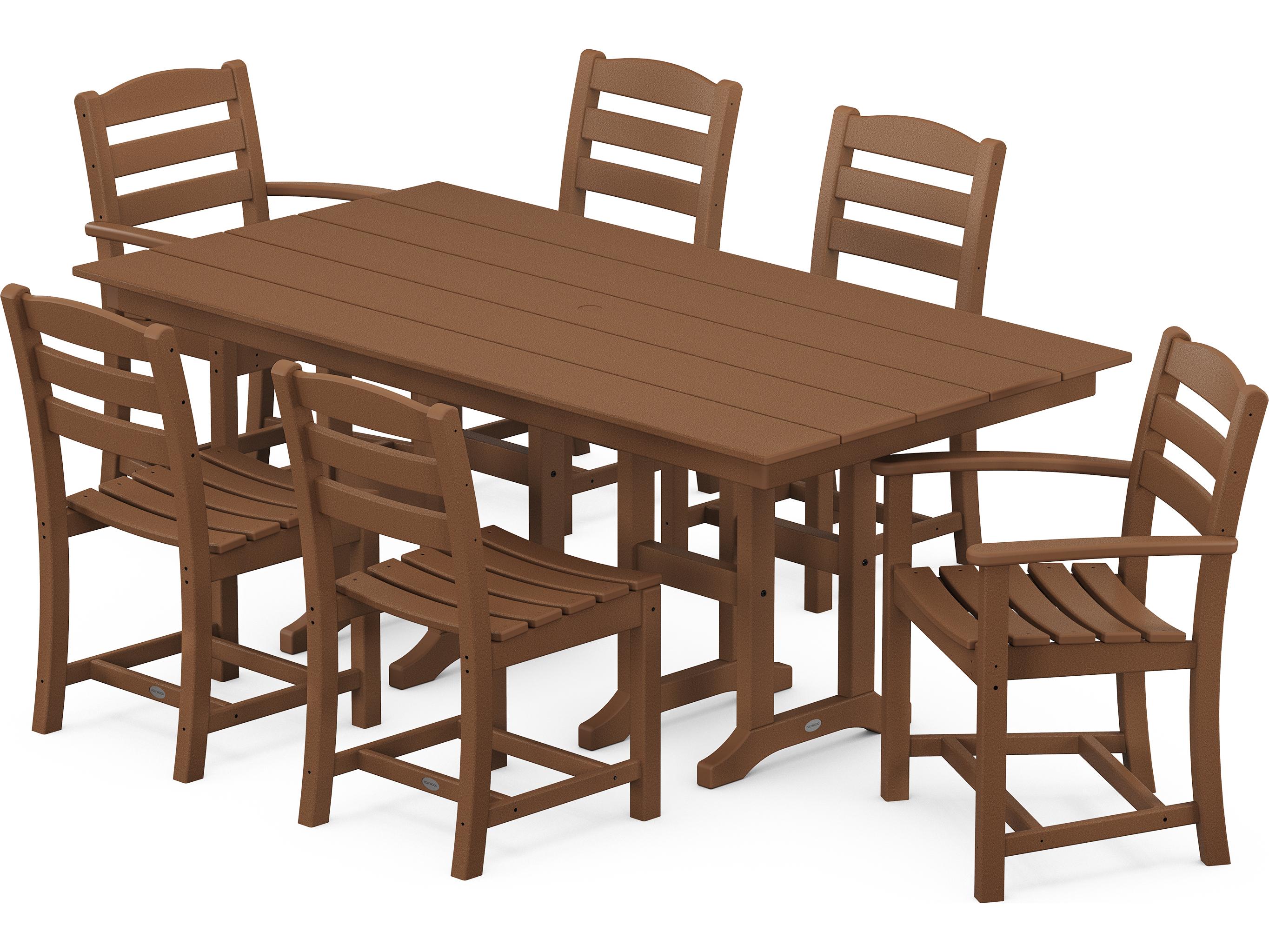 POLYWOOD® La Casa Cafe Recycled Plastic 7 Piece Farmhouse Patio Dining Set