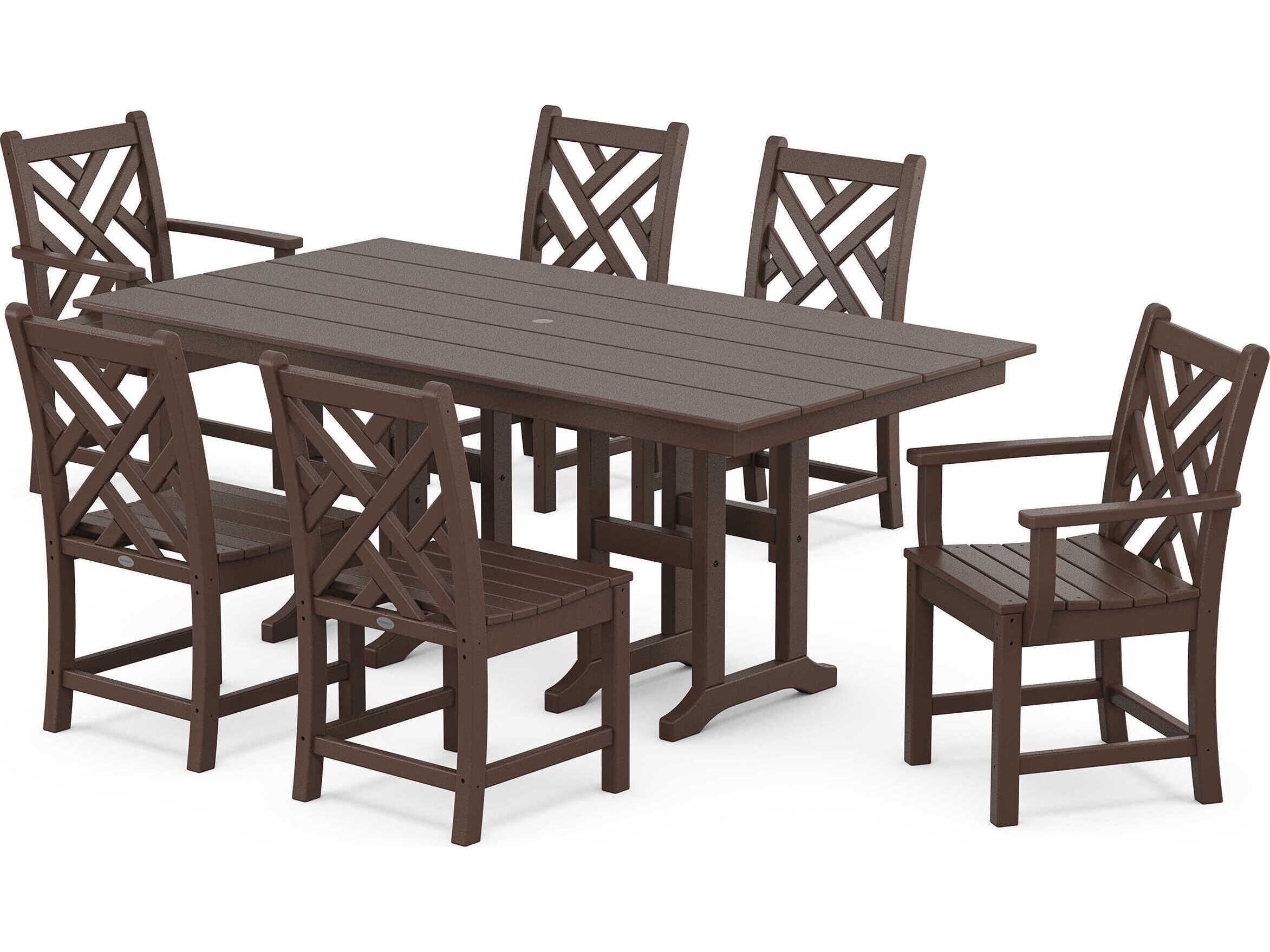 POLYWOOD® Chippendale Recycled Plastic 7 Piece Farmhouse Outdoor Dining Set