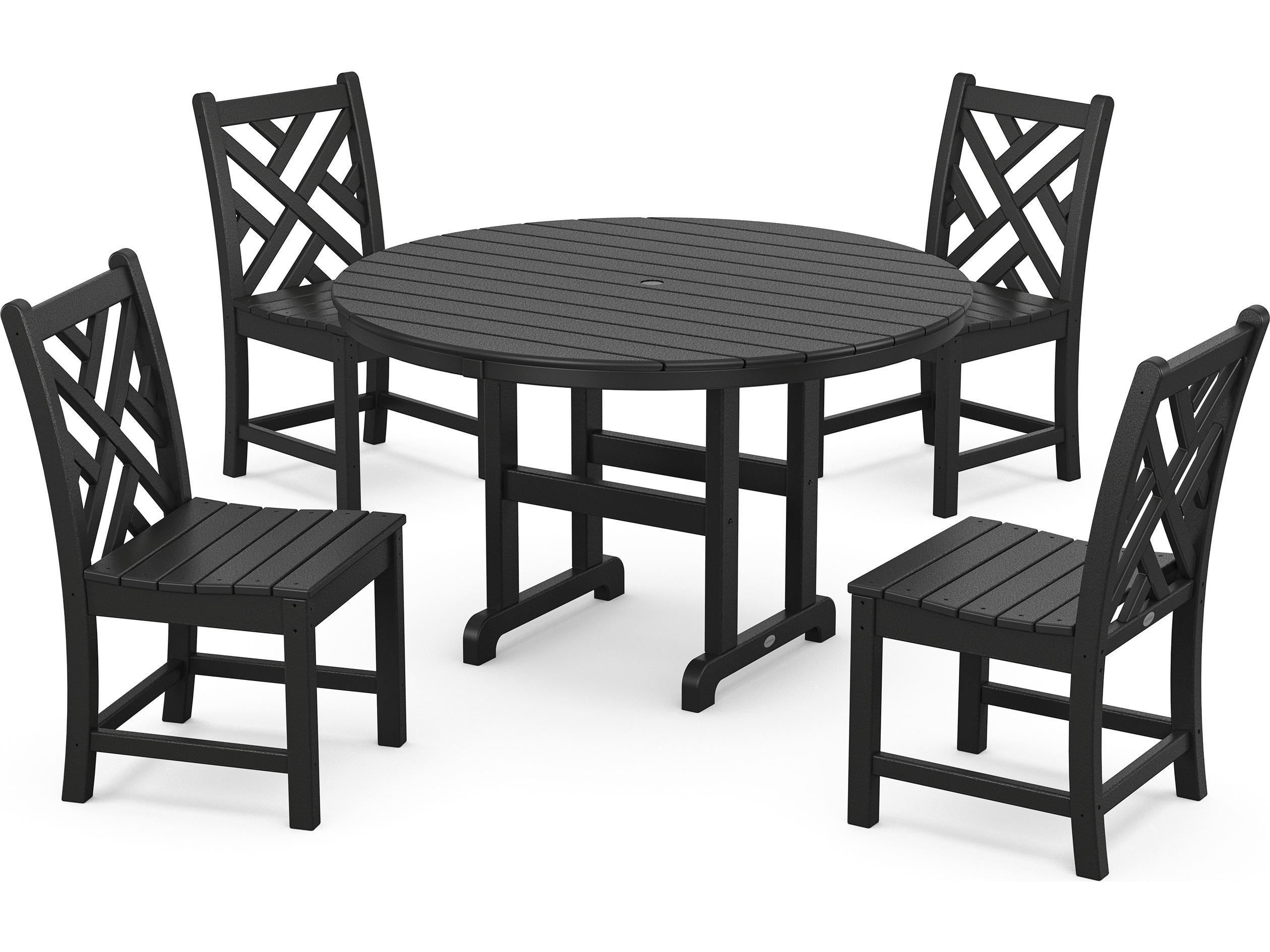POLYWOOD® Chippendale Recycled Plastic 5 Piece Patio Dining Set