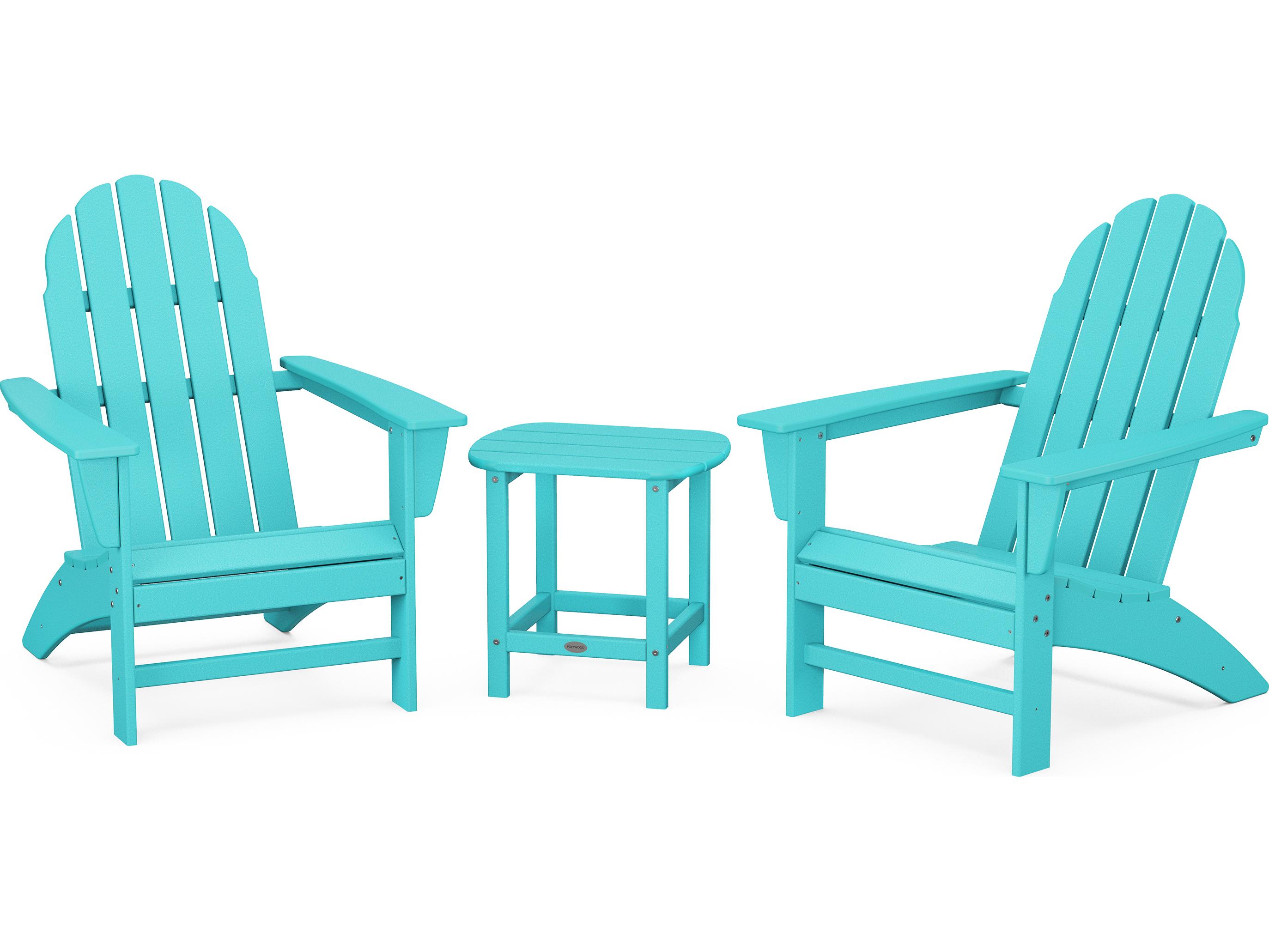 POLYWOOD® Vineyard Recycled Plastic 3 Piece Adirondack Outdoor Patio Lounge Set