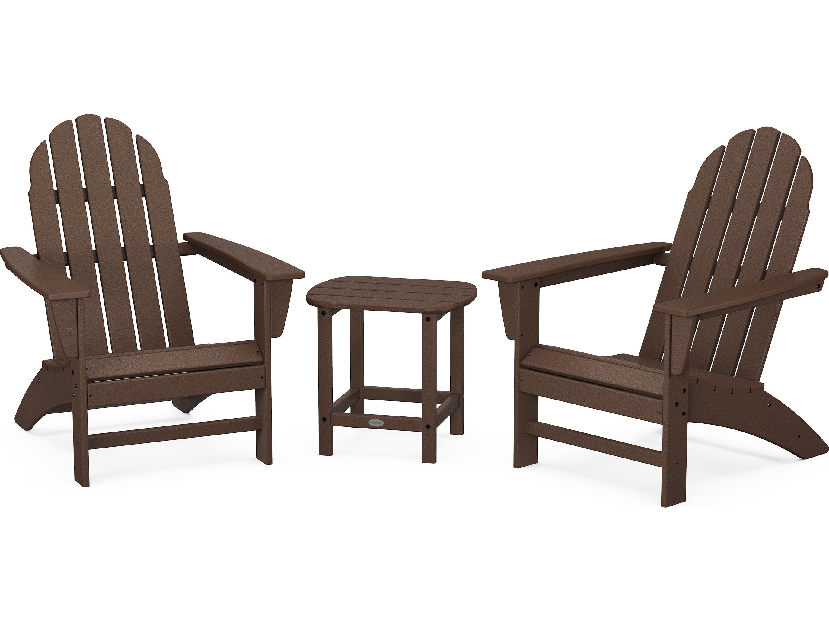 POLYWOOD® Vineyard Recycled Plastic 3 Piece Adirondack Outdoor Patio Lounge Set