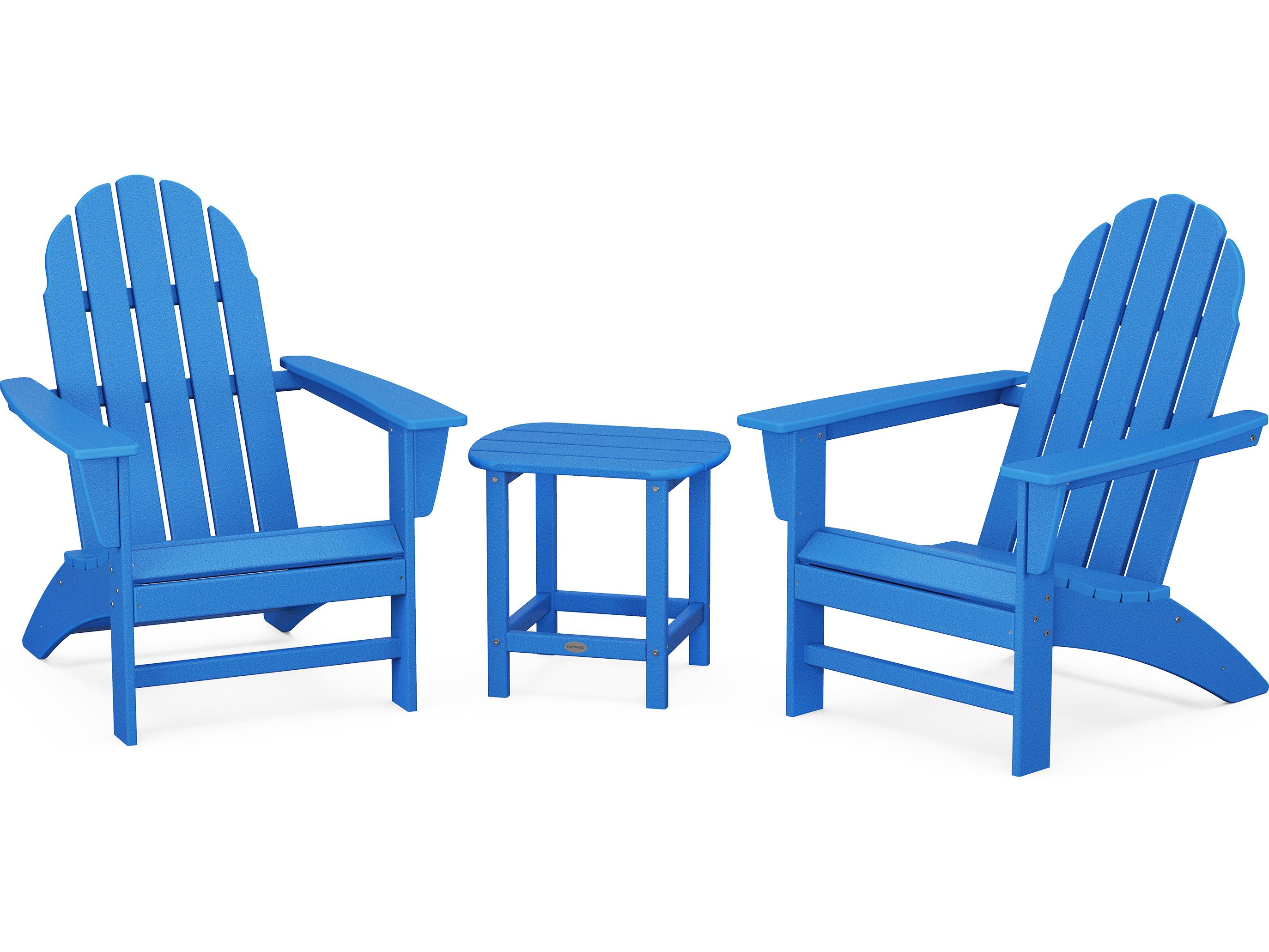 POLYWOOD® Vineyard Recycled Plastic 3 Piece Adirondack Outdoor Patio Lounge Set