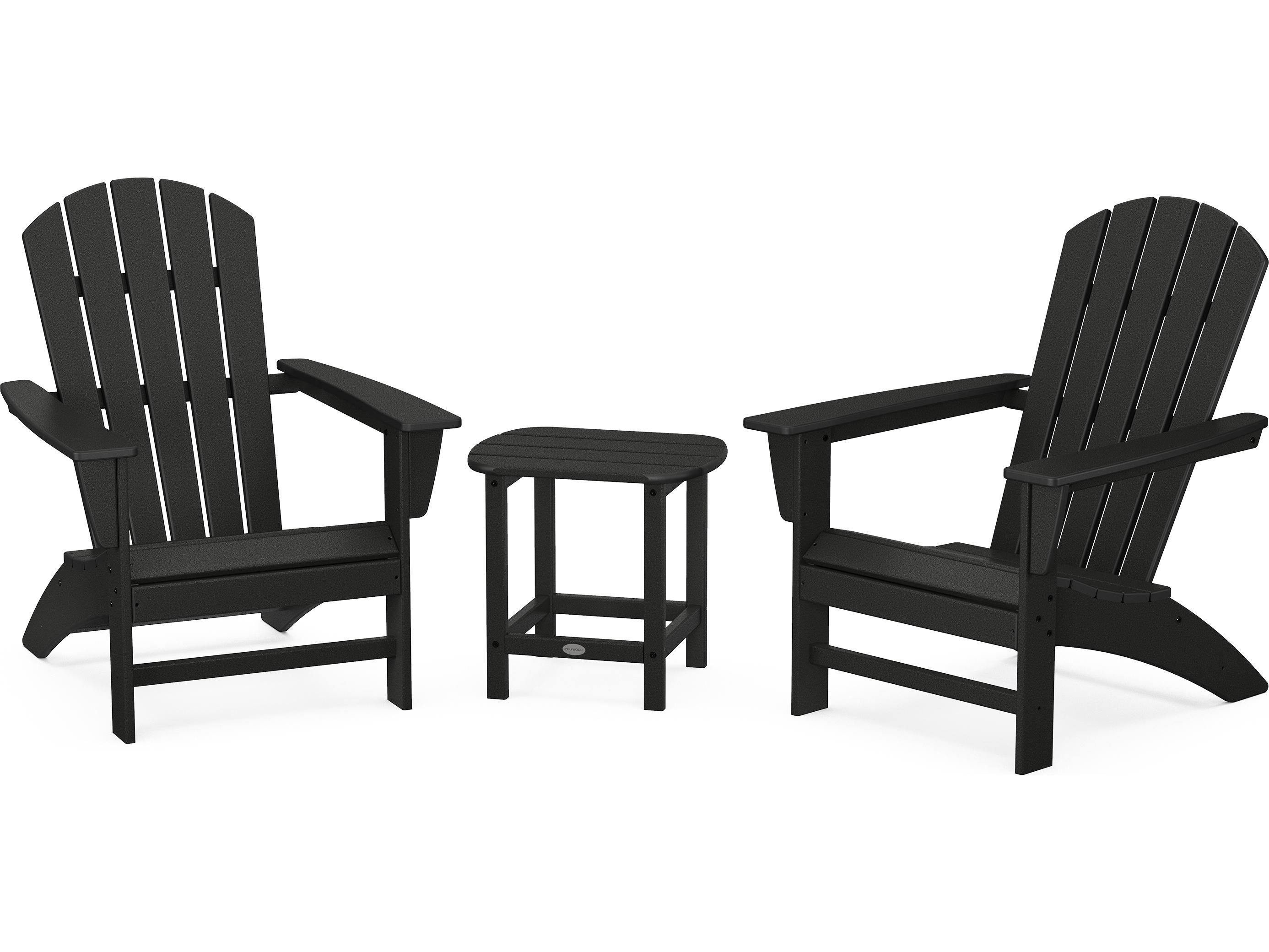 POLYWOOD® Nautical Recycled Plastic 3 Piece Adirondack Outdoor Lounge Set