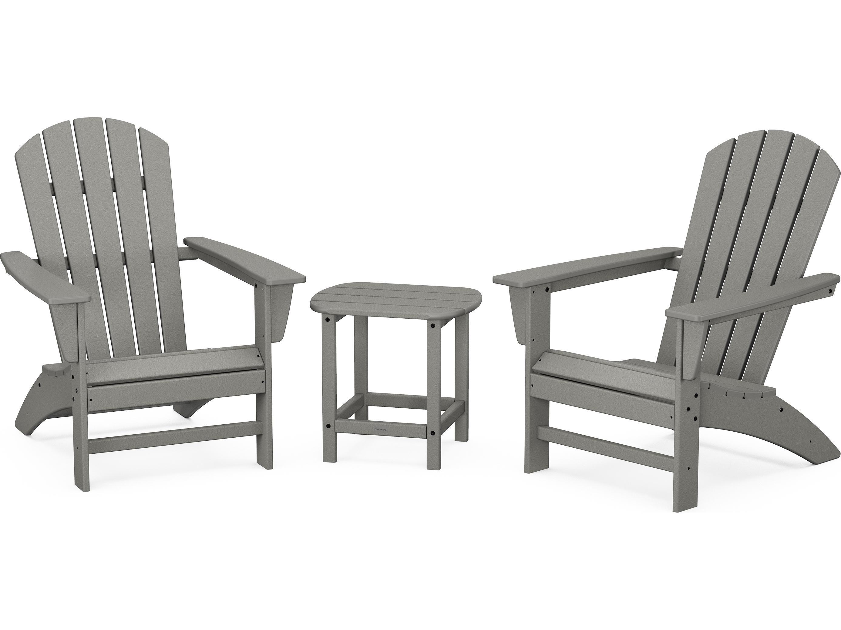 POLYWOOD® Nautical Recycled Plastic 3 Piece Adirondack Outdoor Lounge Set