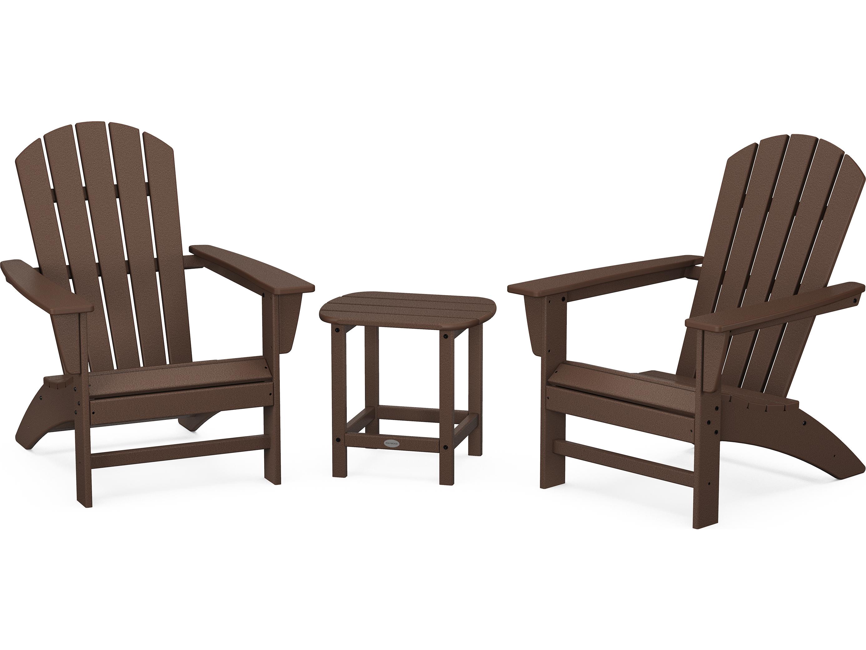 POLYWOOD® Nautical Recycled Plastic 3 Piece Adirondack Outdoor Lounge Set