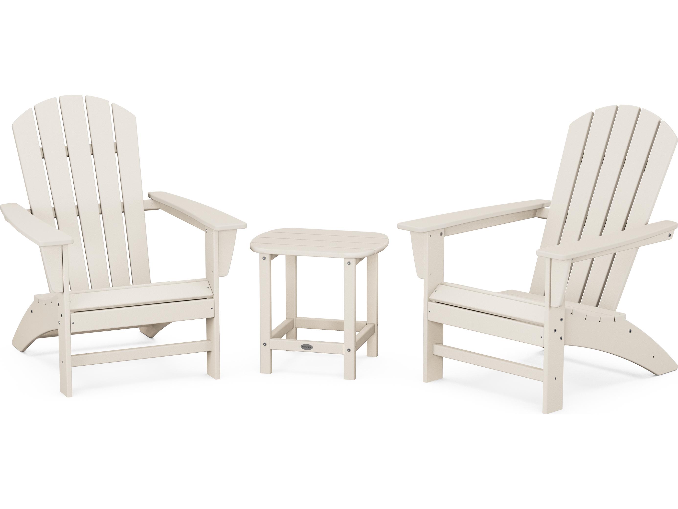 POLYWOOD® Nautical Recycled Plastic 3 Piece Adirondack Outdoor Lounge Set