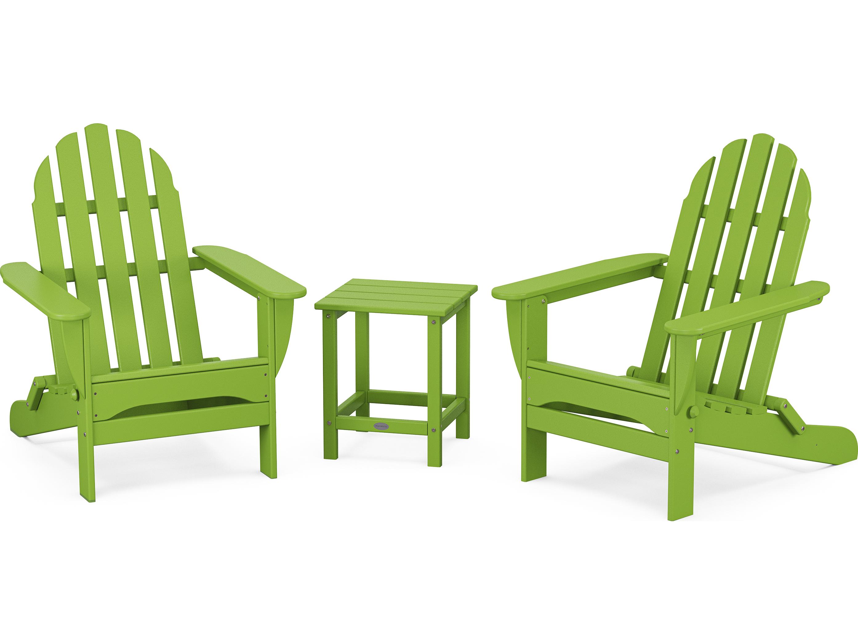 POLYWOOD® Classic Recycled Plastic 3 Piece Adirondack Patio Lounge Set