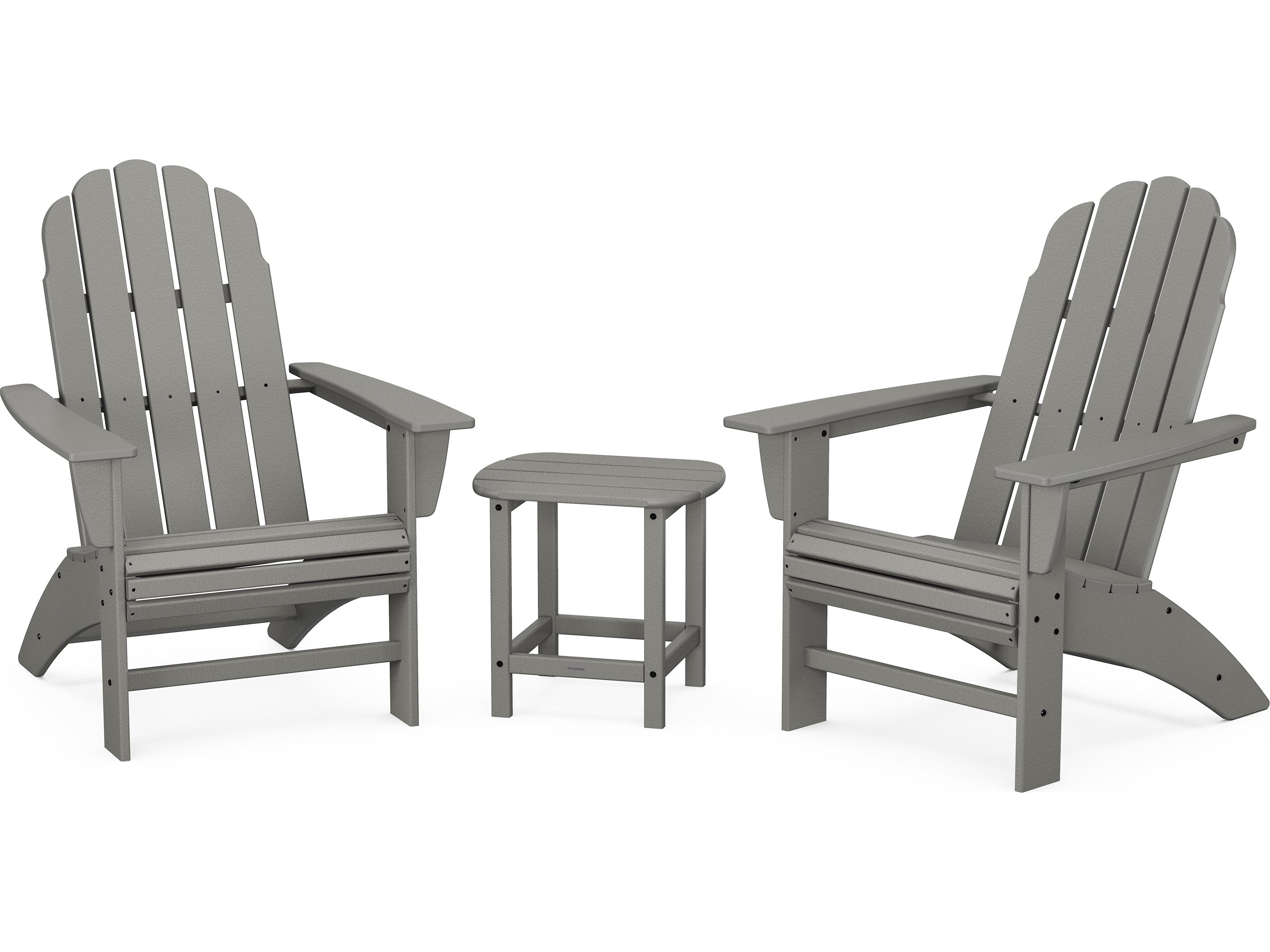 POLYWOOD® Vineyard Recycled Plastic 3 Piece Curved Adirondack Outdoor Lounge Set