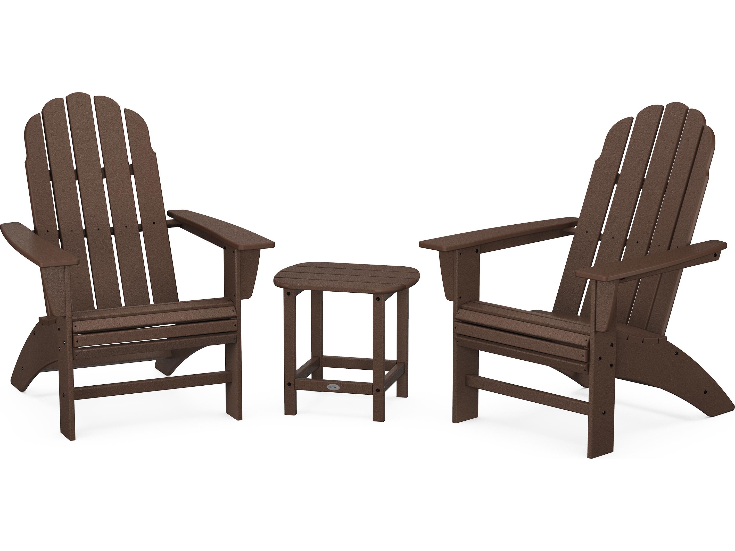 POLYWOOD® Vineyard Recycled Plastic 3 Piece Curved Adirondack Outdoor Lounge Set