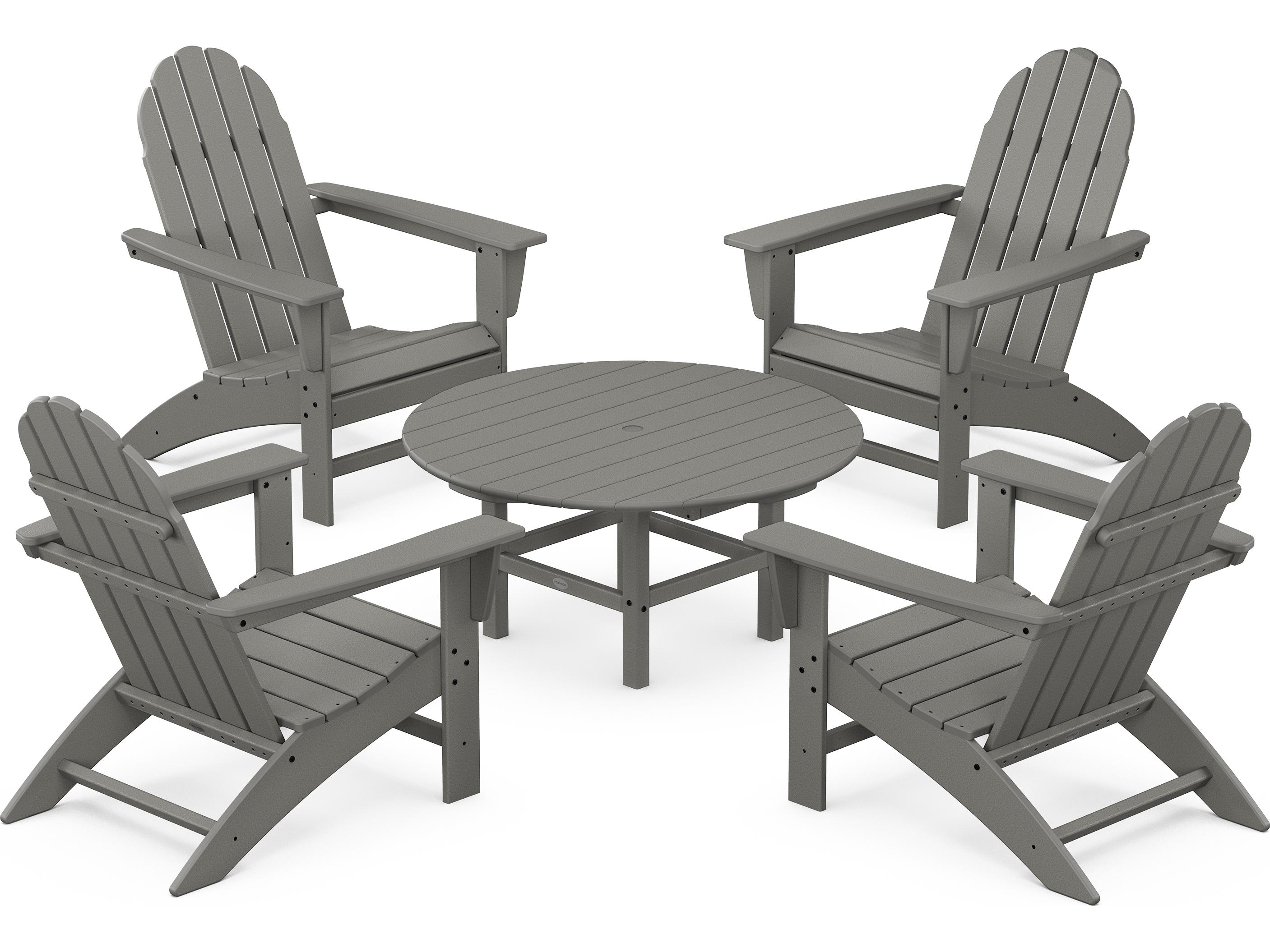 POLYWOOD® Vineyard Recycled Plastic 5 Piece Adirondack Patio Lounge Set