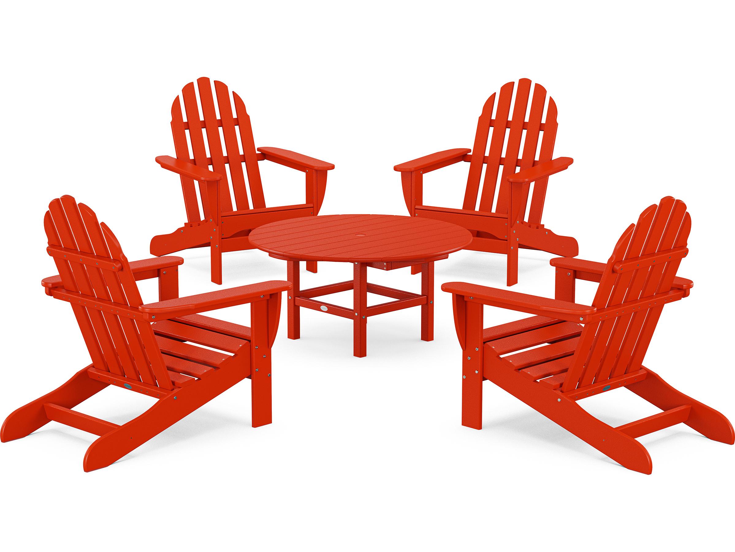 POLYWOOD® Classic Adirondack Recycled Plastic 5 Piece Outdoor Lounge Set