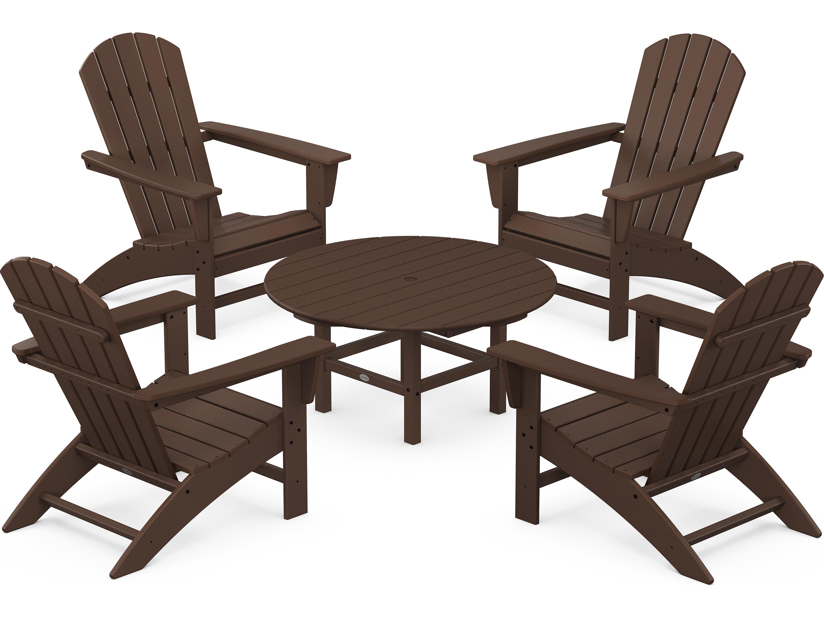 POLYWOOD® Nautical Recycled Plastic 5 Piece Adirondack Outdoor Patio Lounge Set