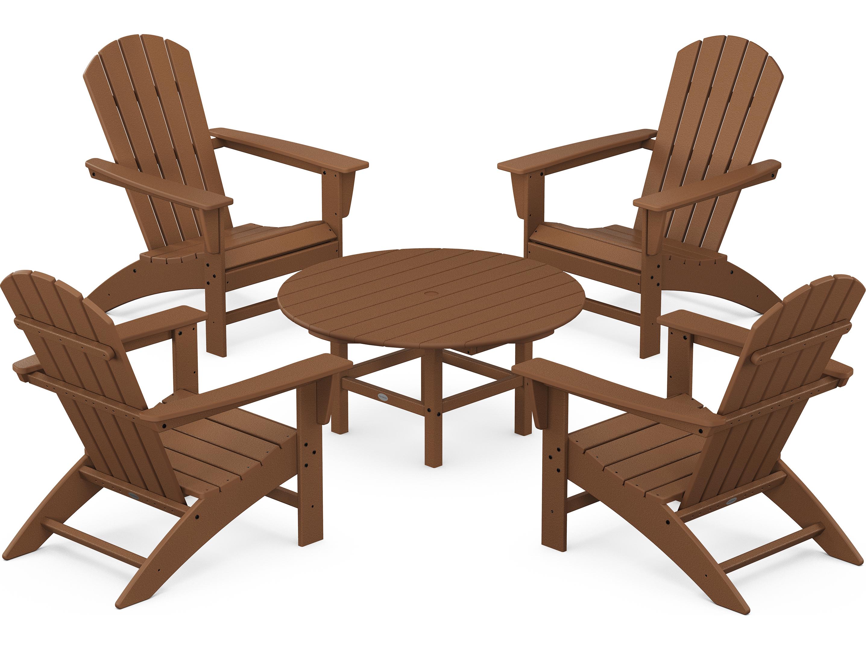 POLYWOOD® Nautical Recycled Plastic 5 Piece Adirondack Outdoor Patio Lounge Set