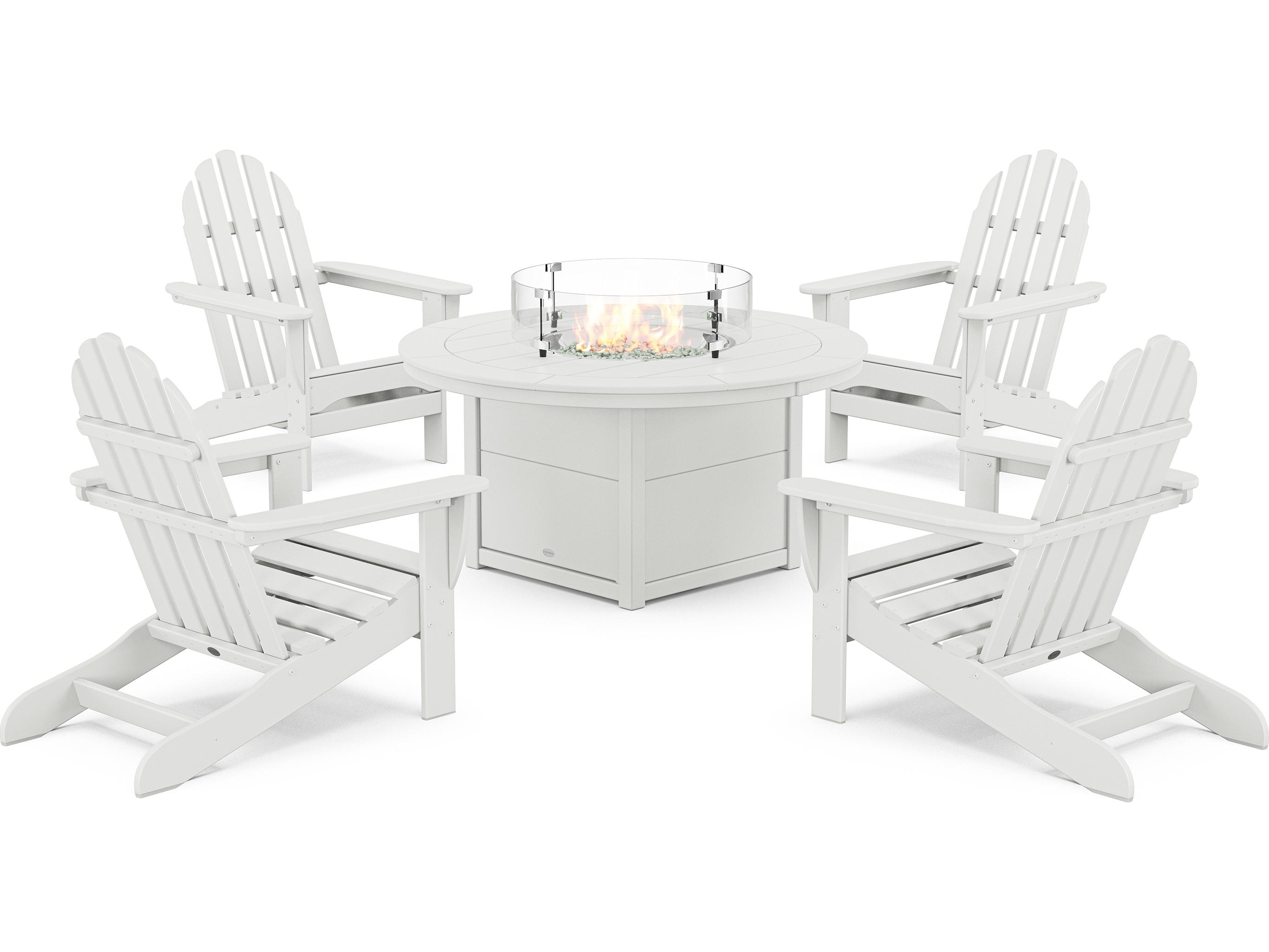 POLYWOOD® Classic Adirondack Recycled Plastic 5 Piece Fire Pit Patio Lounge Set