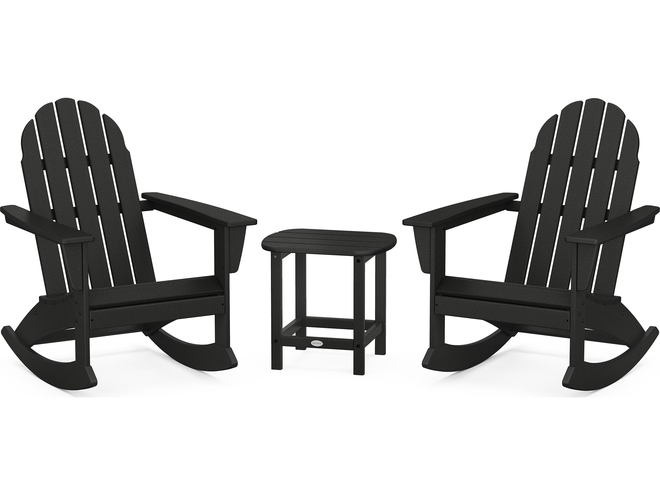 POLYWOOD® Vineyard Recycled Plastic 5 Piece Adirondack Rocking Outdoor Patio Lounge Set