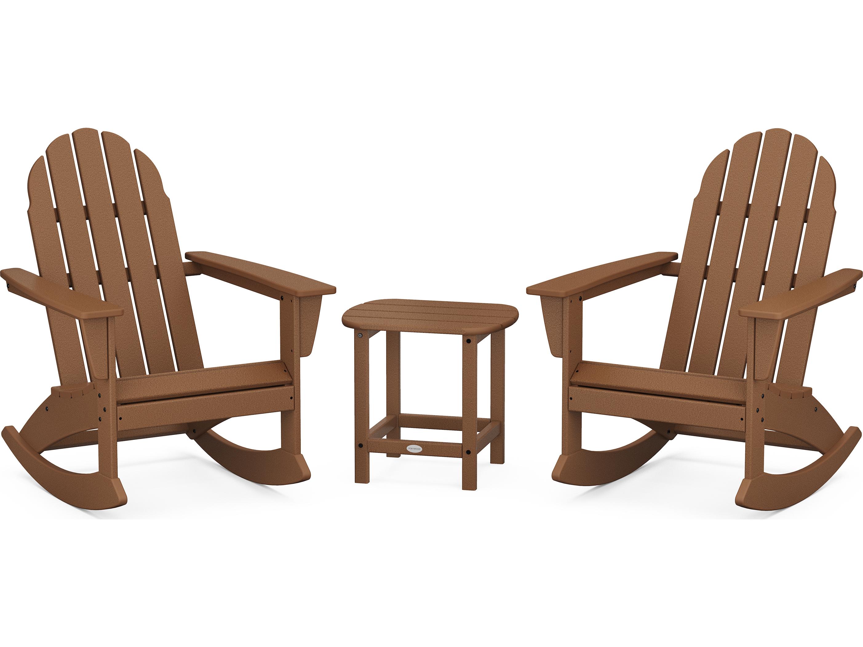 POLYWOOD® Vineyard Recycled Plastic 5 Piece Adirondack Rocking Outdoor Patio Lounge Set