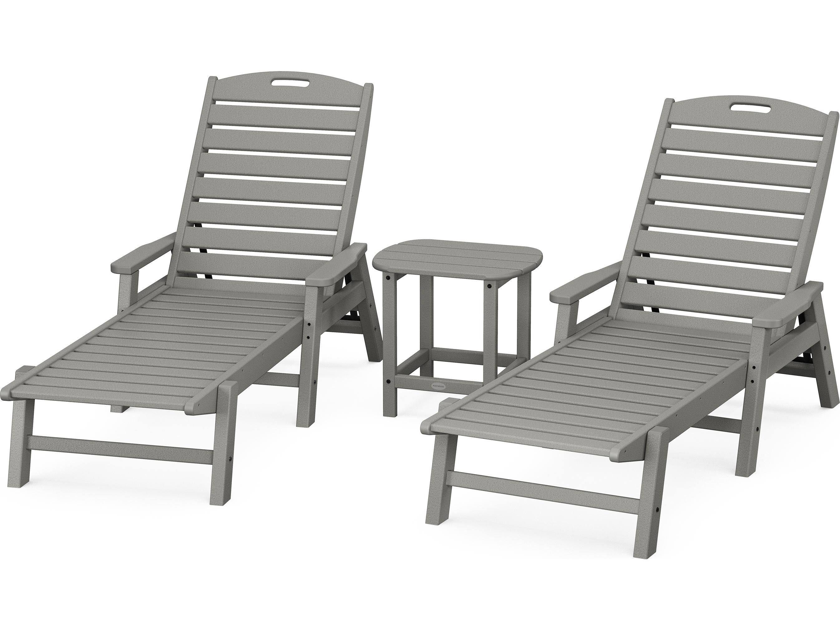 POLYWOOD® Nautical Recycled Plastic 3 Piece Outdoor Patio Lounge Set