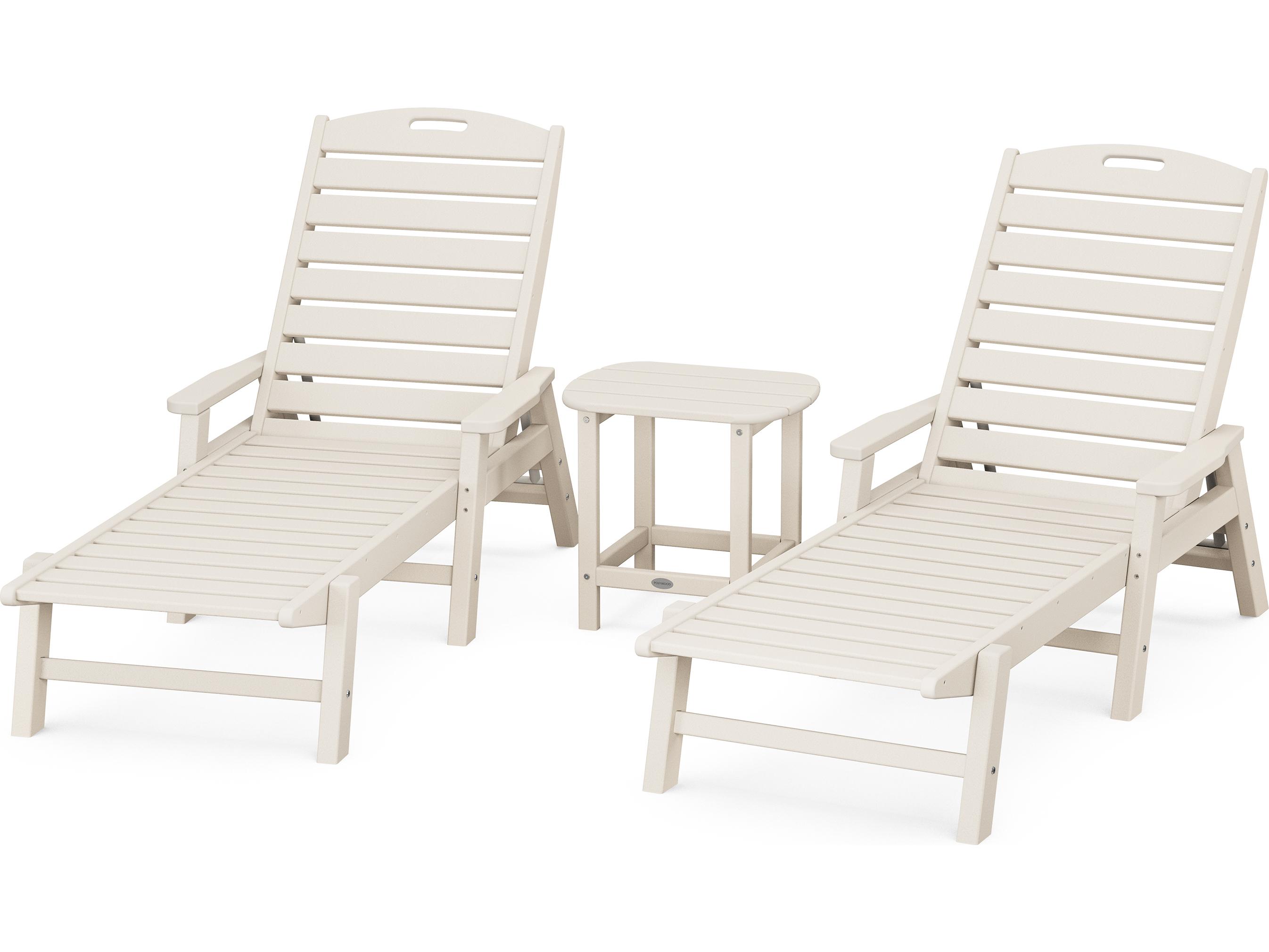 POLYWOOD® Nautical Recycled Plastic 3 Piece Outdoor Patio Lounge Set