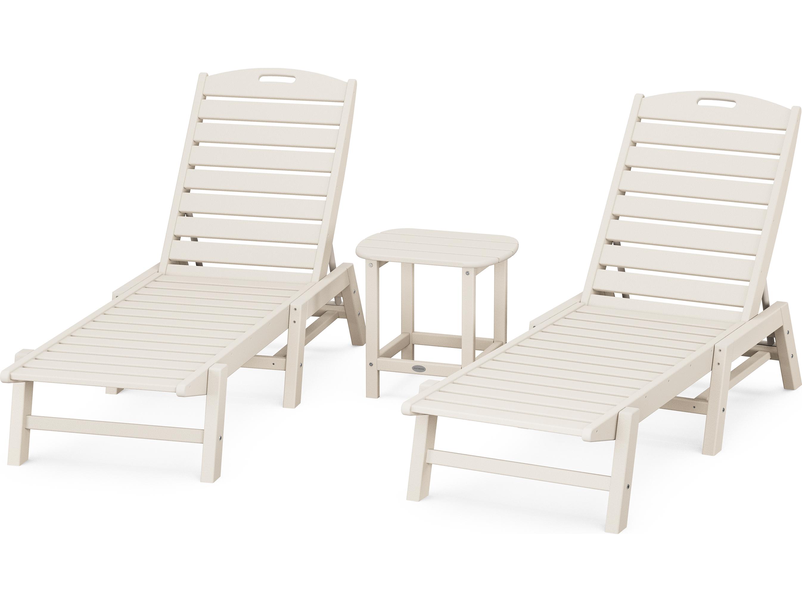 POLYWOOD® Nautical Recycled Plastic 3 Piece Patio Lounge Set