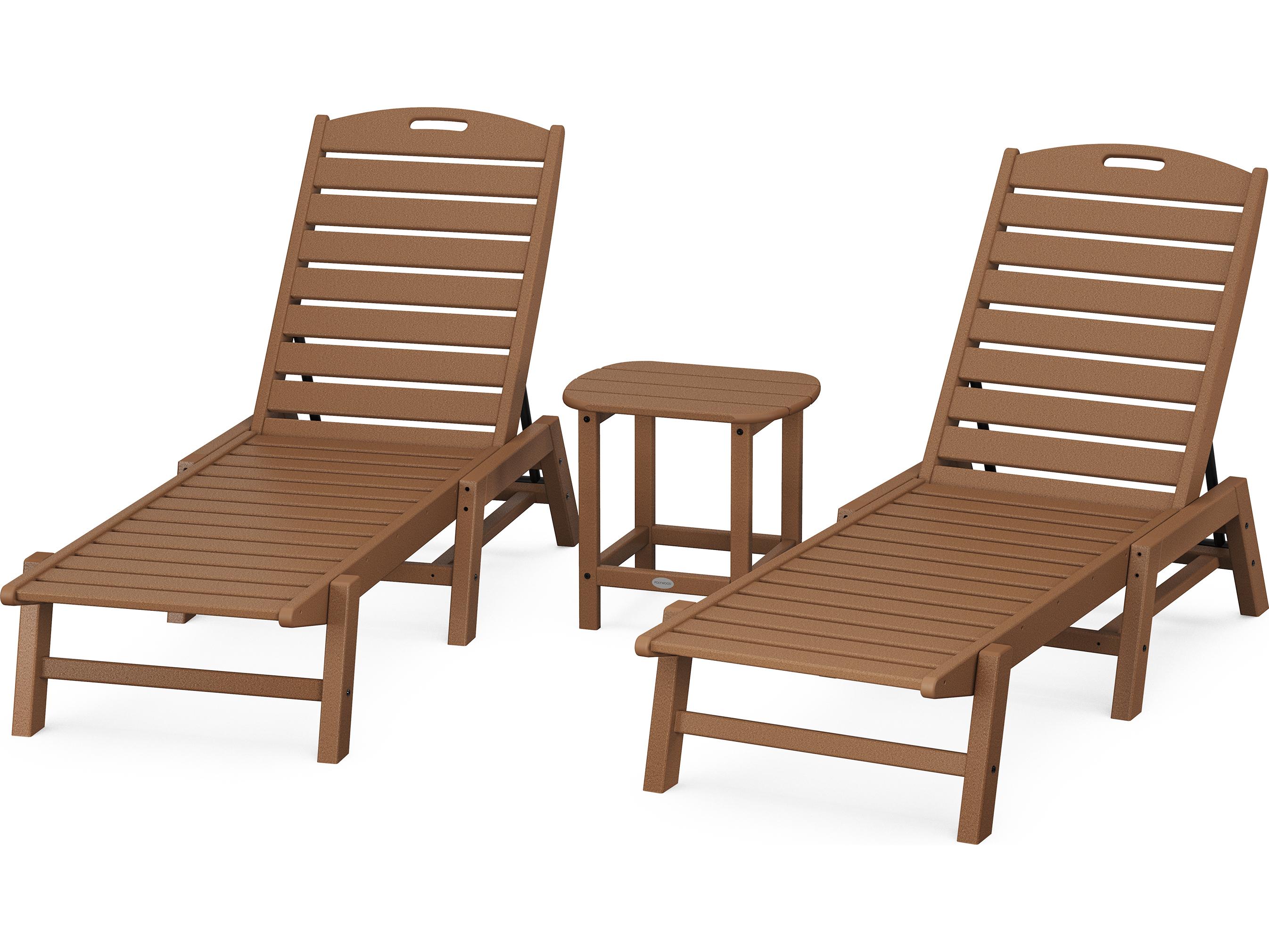 POLYWOOD® Nautical Recycled Plastic 3 Piece Patio Lounge Set