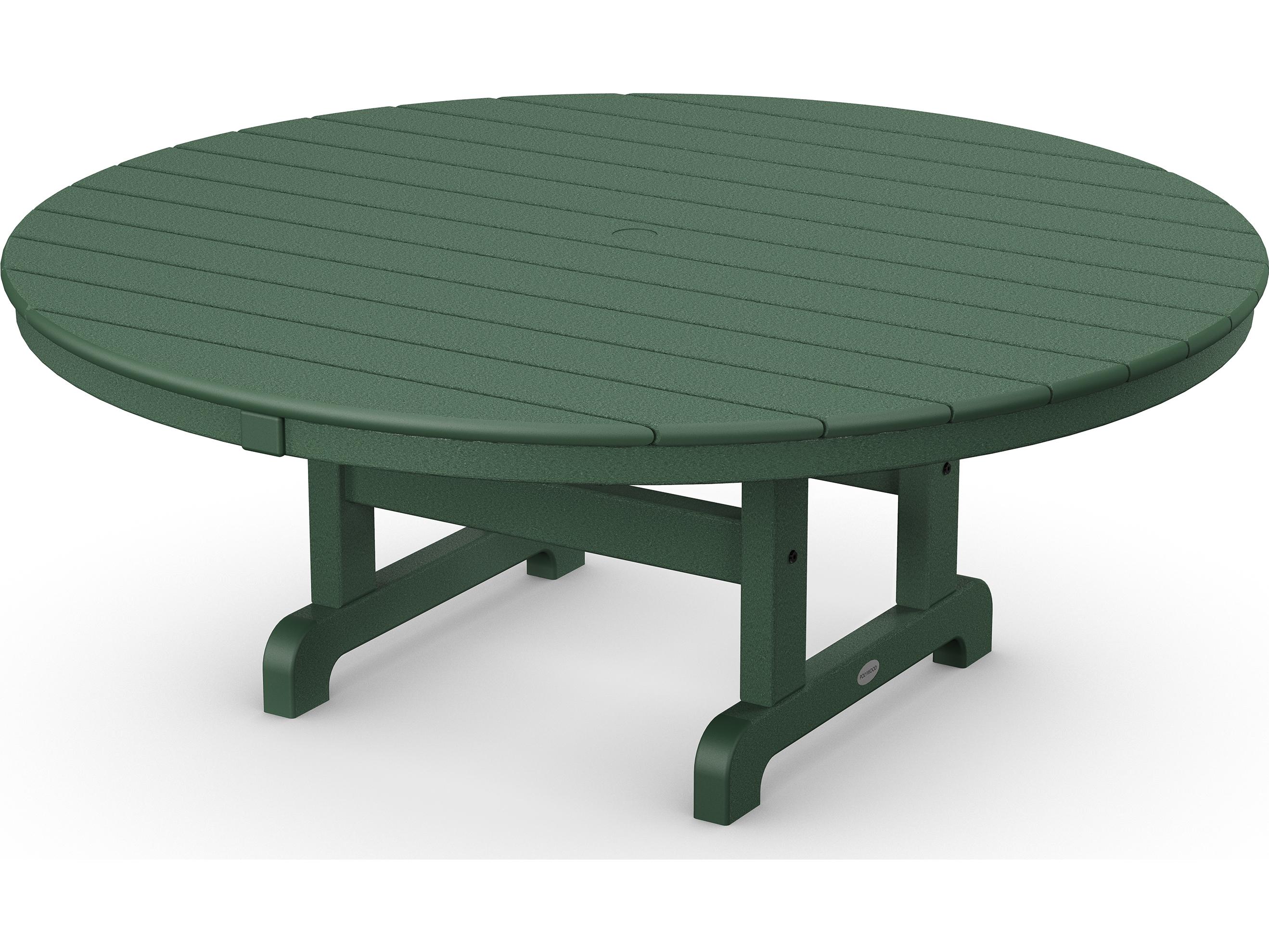 POLYWOOD® Traditional Recycled Plastic Round Patio Chat Table with Umbrella Hole