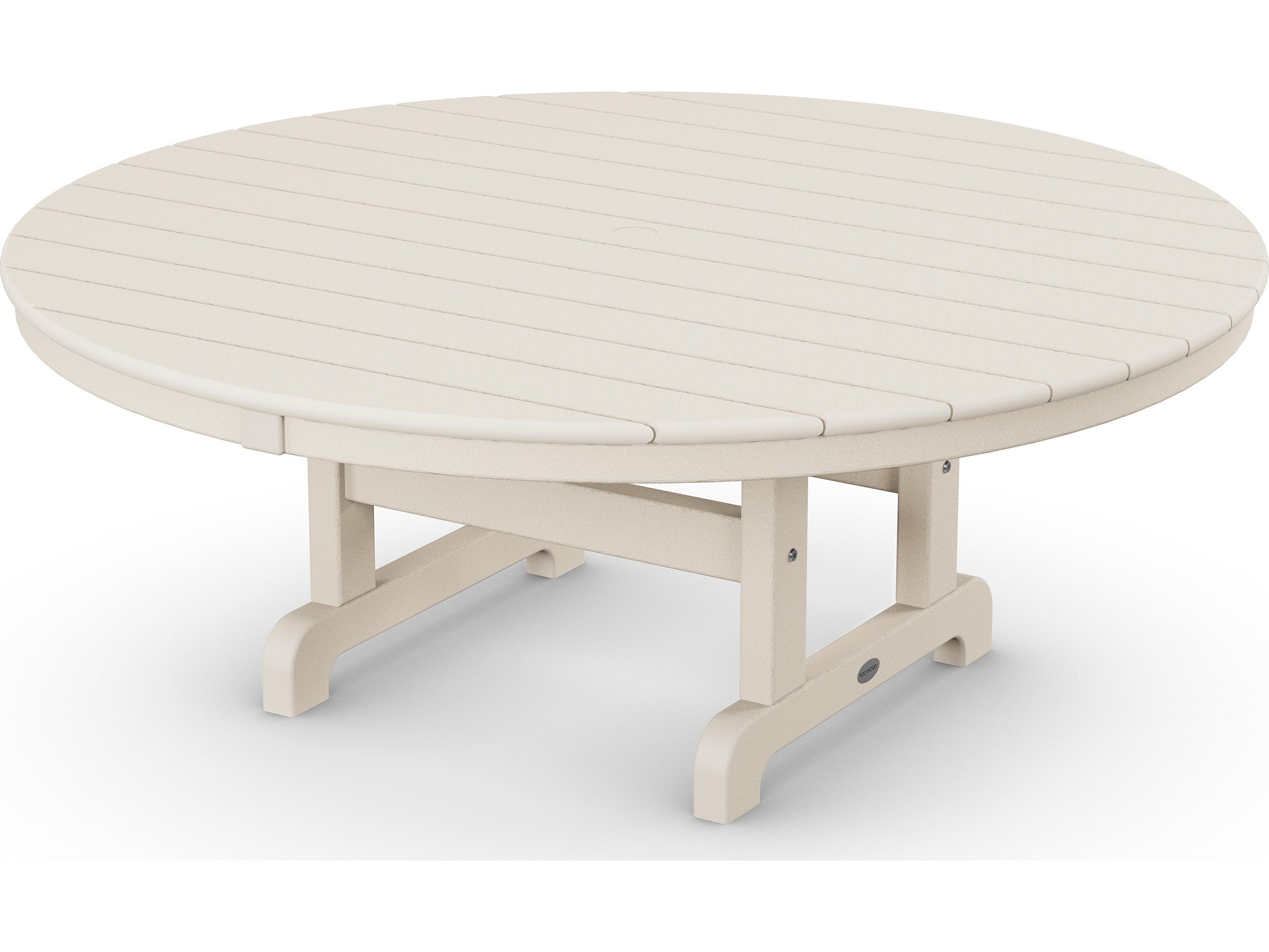 POLYWOOD® Traditional Recycled Plastic Round Patio Chat Table with Umbrella Hole