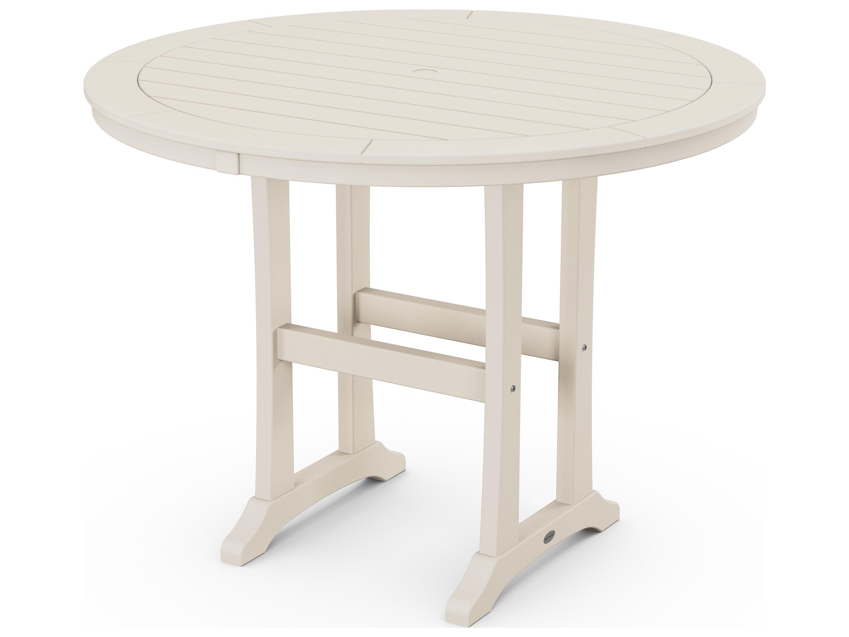 POLYWOOD® Nautical Recycled Plastic Round Patio Counter Table