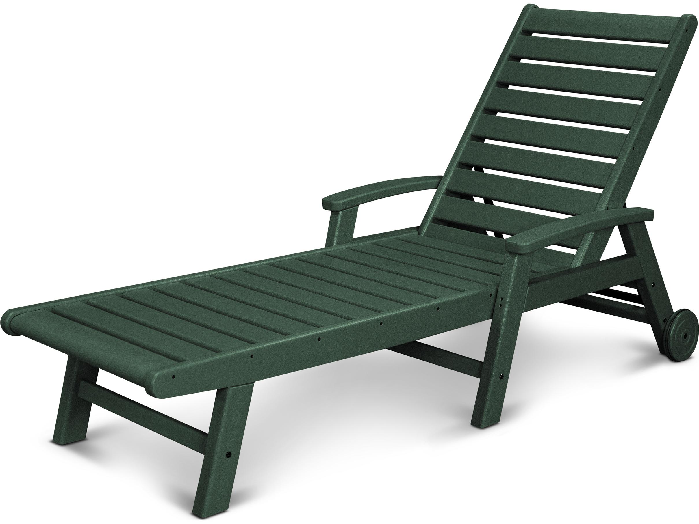 POLYWOOD® Signature Recycled Plastic Outdoor Chaise Lounge with Wheels