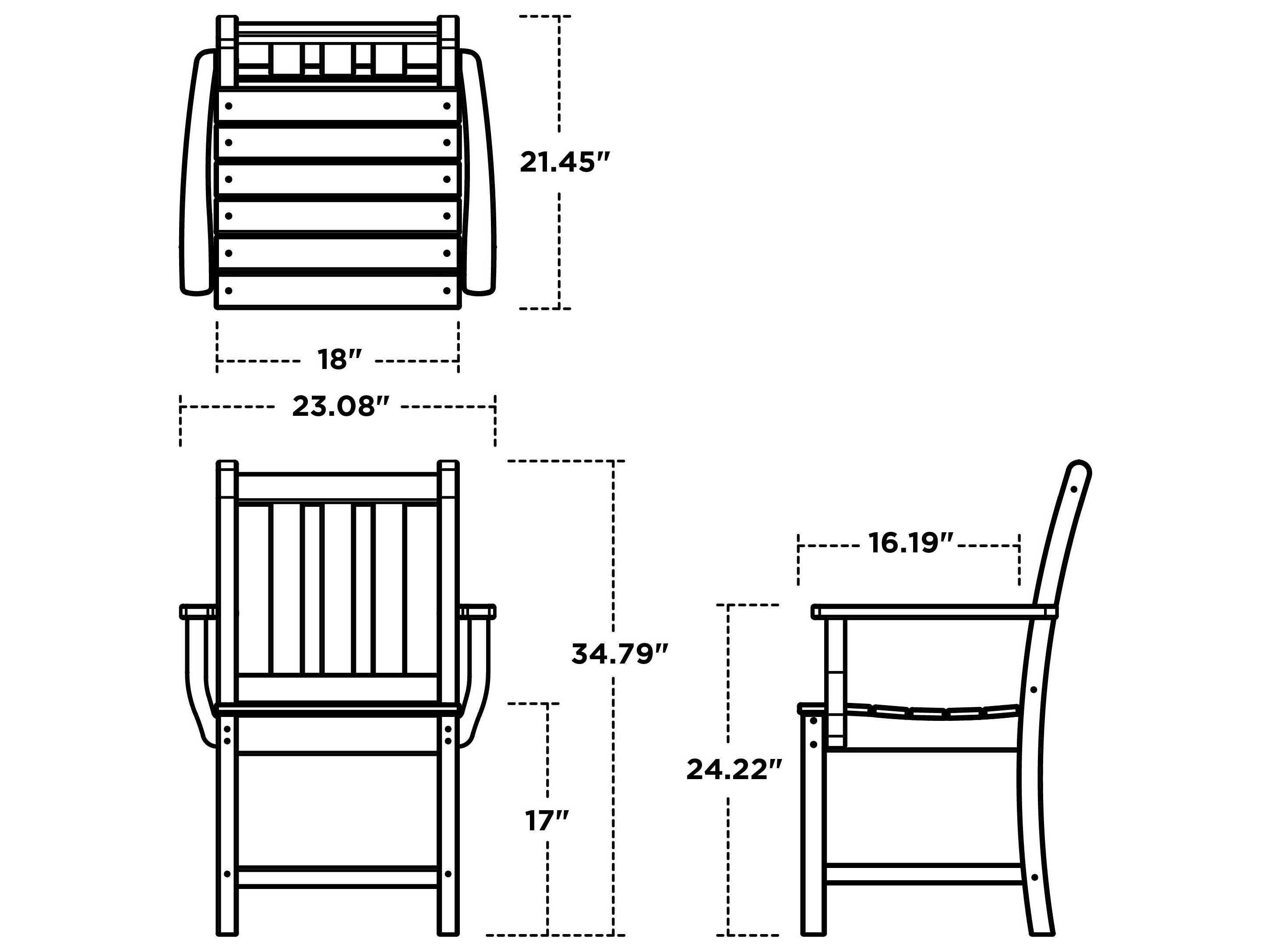 POLYWOOD® Traditional Garden Recycled Plastic Outdoor Patio Dining Chair