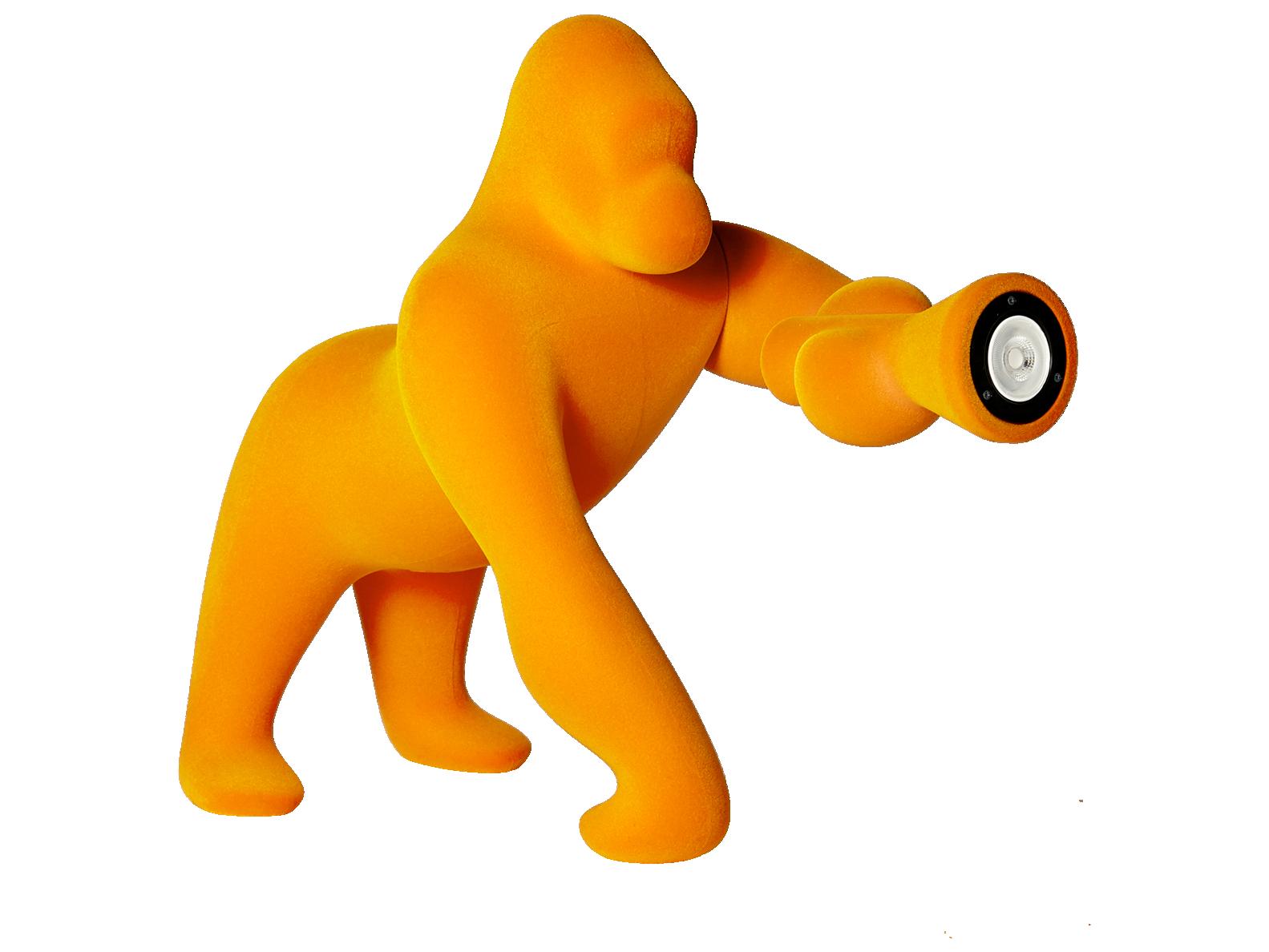 Qeeboo Kong XS Dark Gold Velvet Orange Table Lamp