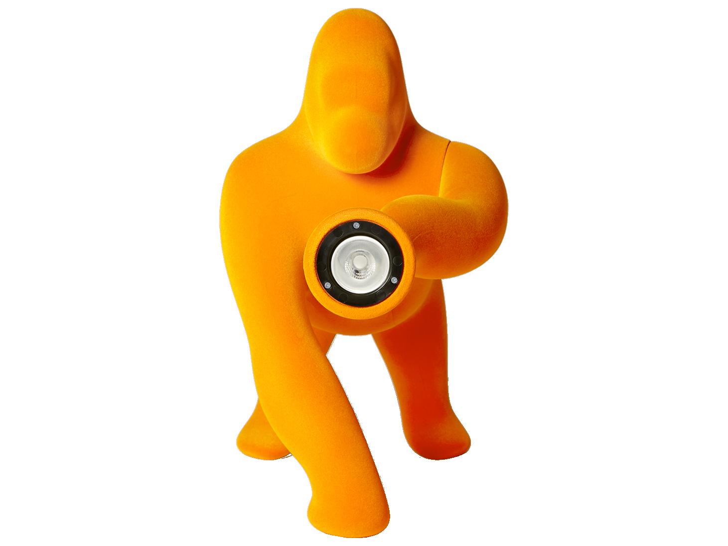 Qeeboo Kong XS Dark Gold Velvet Orange Table Lamp