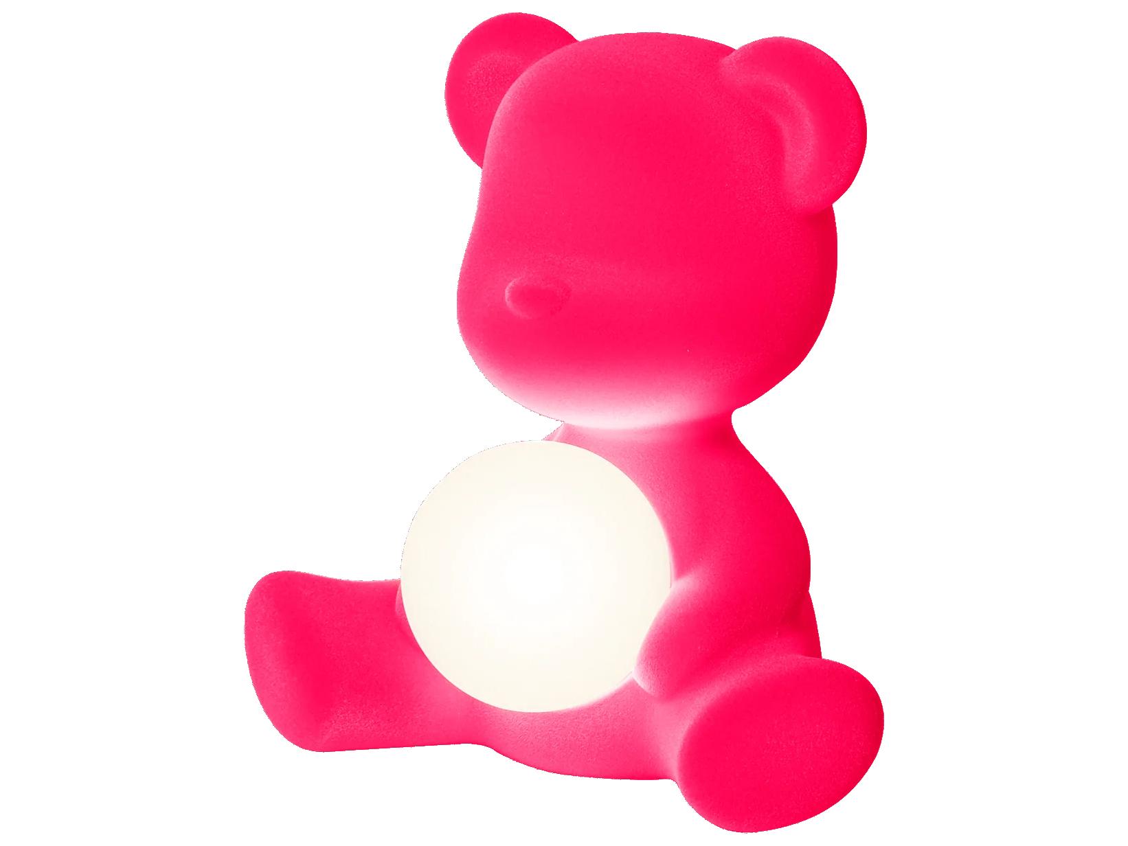 Qeeboo Teddy Girl Fuchsia Velvet Pink Table Lamp