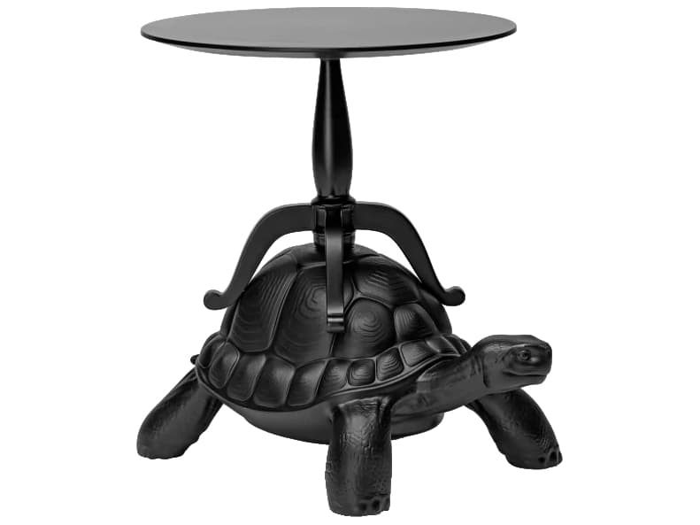 Qeeboo Turtle Carry Round Wood Black Coffee Table