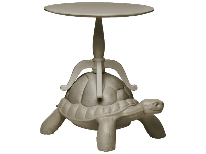 Qeeboo Turtle Carry Round Wood Dover Grey Coffee Table