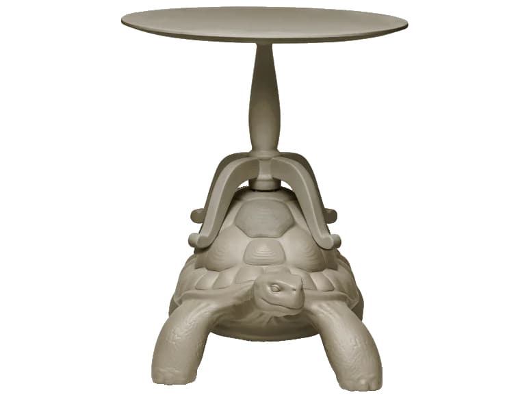 Qeeboo Turtle Carry Round Wood Dover Grey Coffee Table