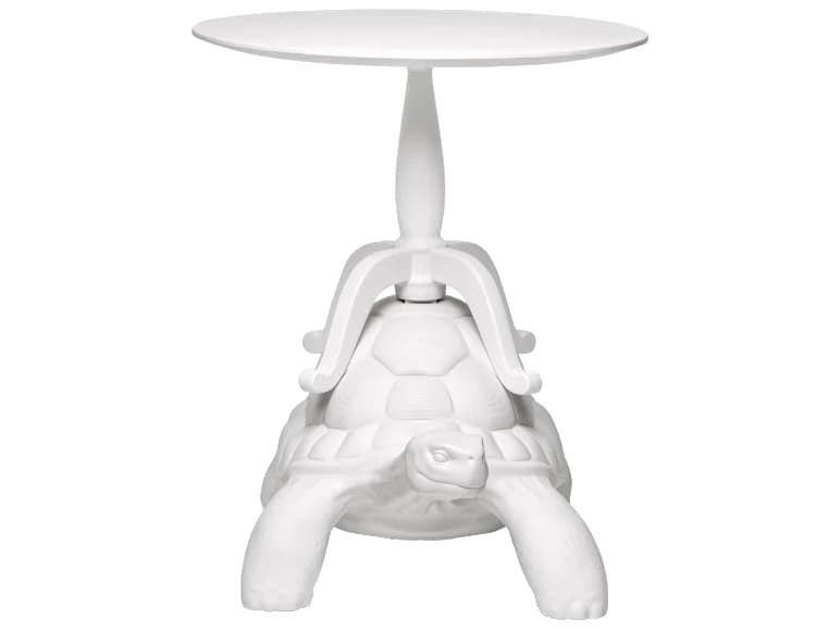 Qeeboo Turtle Carry Round Wood White Coffee Table