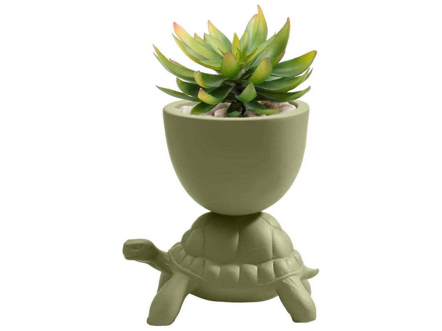 Qeeboo Turtle Carry Olive Green Planter