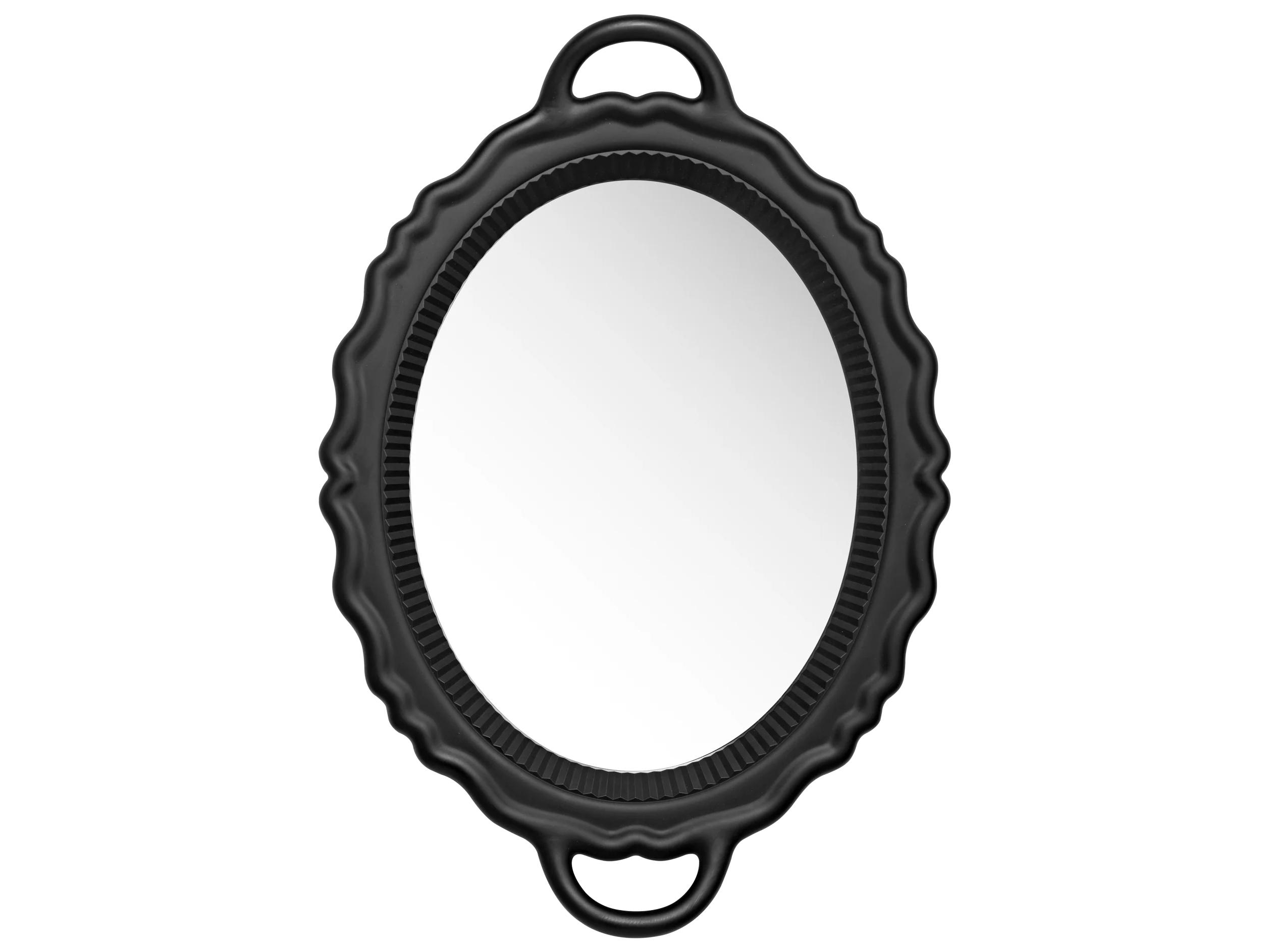 Qeeboo Plateau Black Oval Wall Mirror