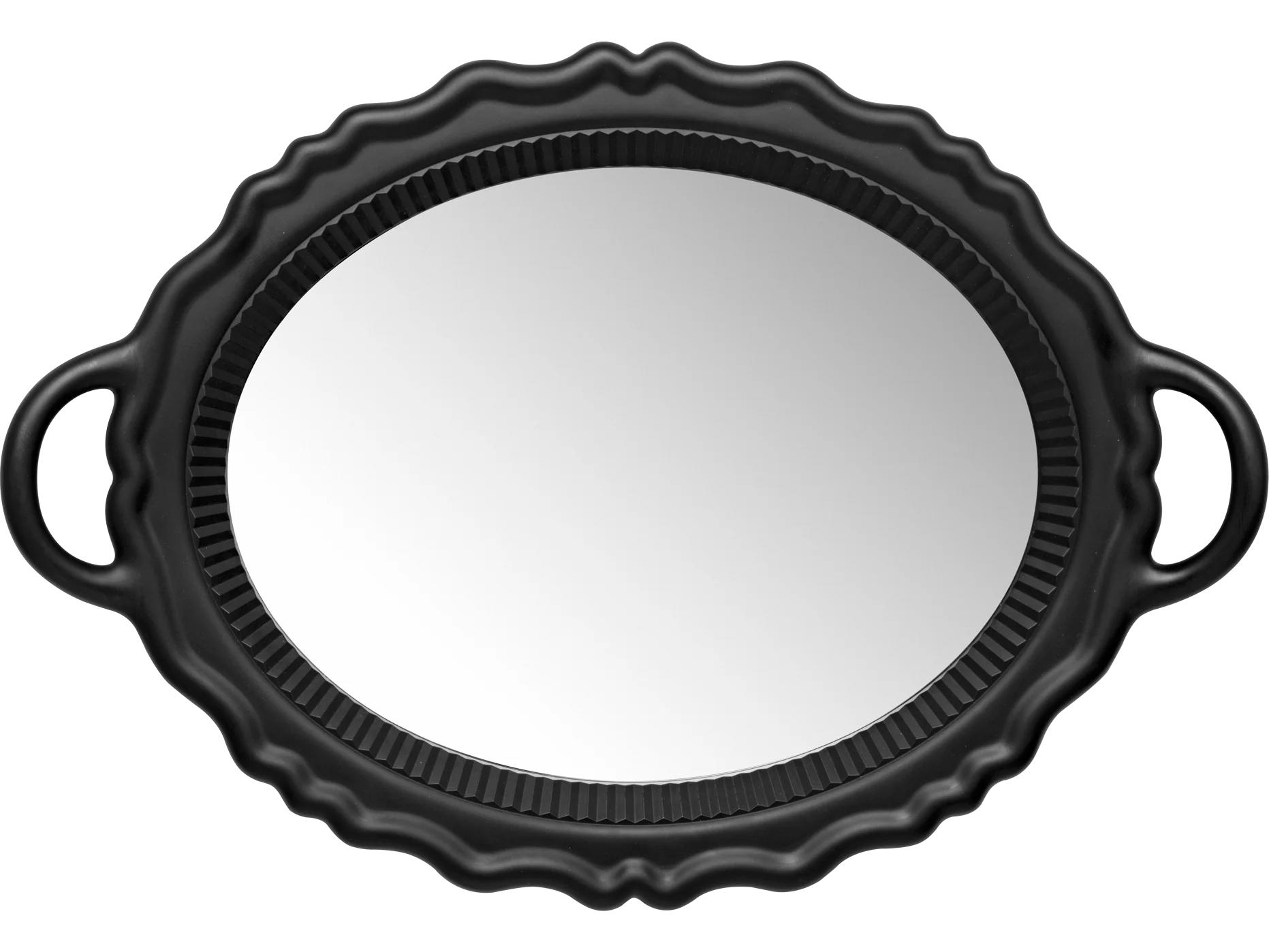 Qeeboo Plateau Black Oval Wall Mirror