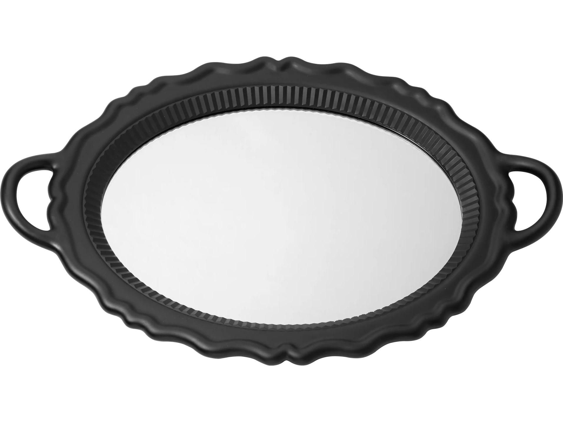 Qeeboo Plateau Black Oval Wall Mirror