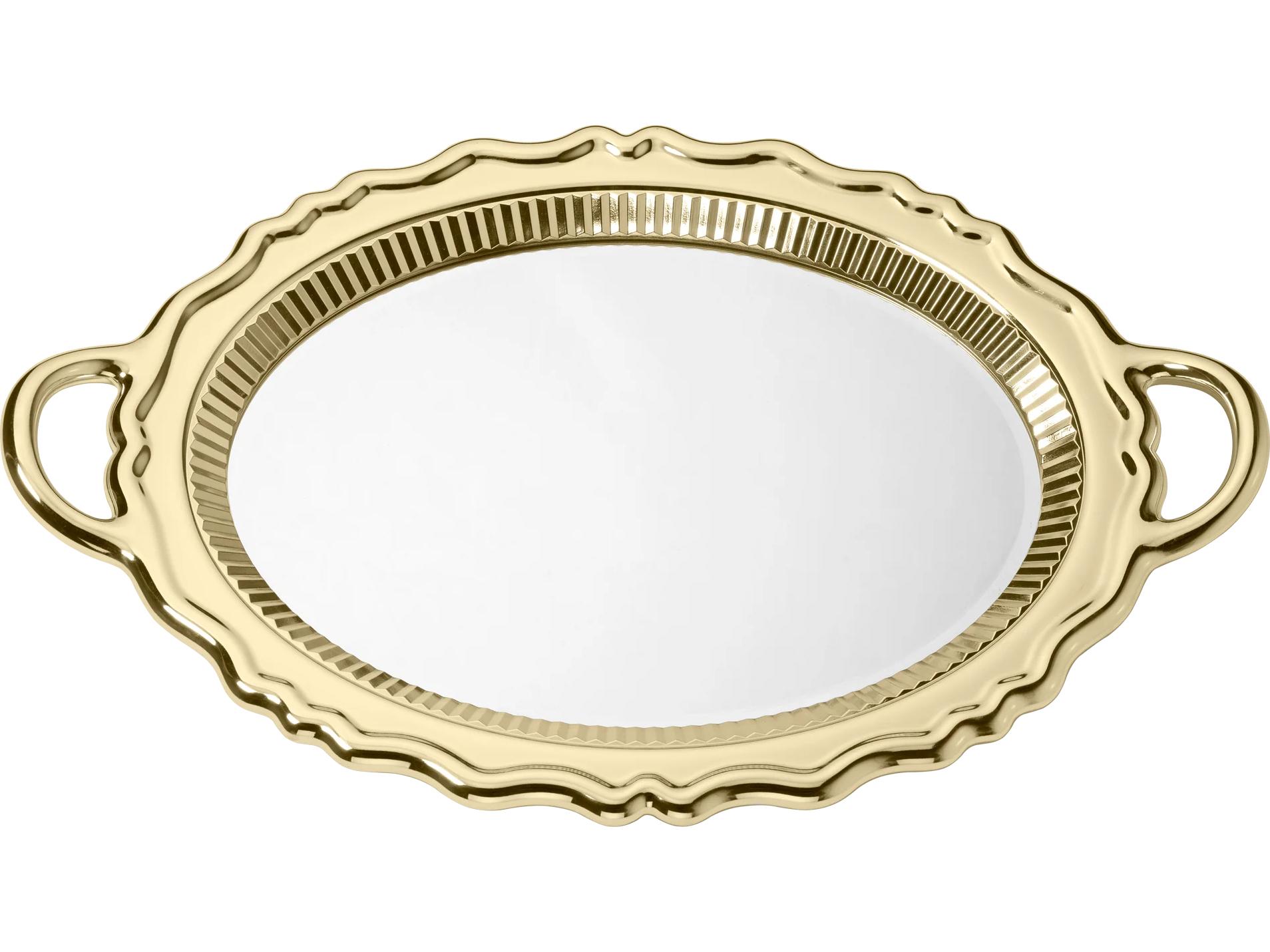 Qeeboo Plateau Gold Oval Wall Mirror