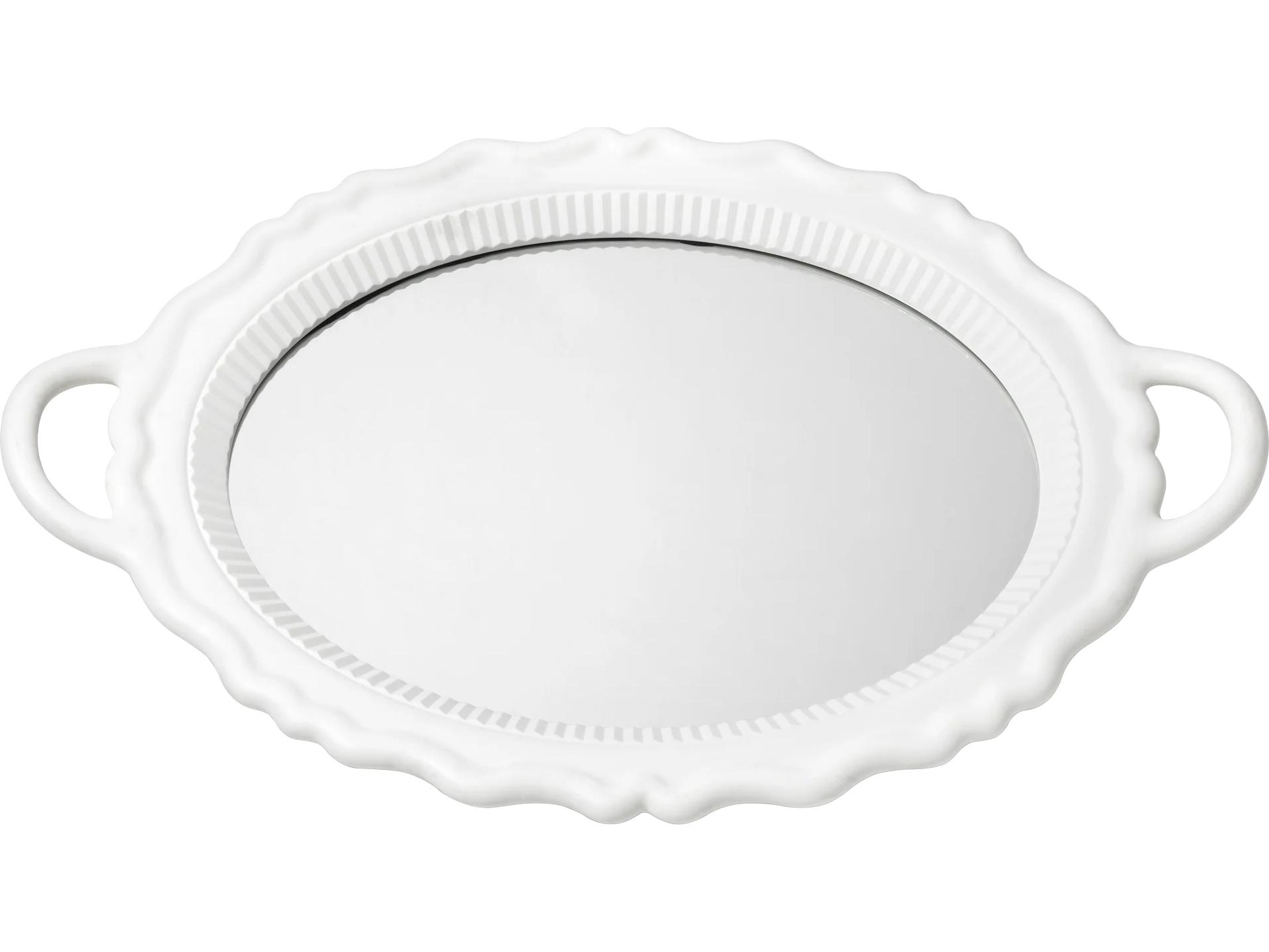 Qeeboo Plateau White Oval Wall Mirror
