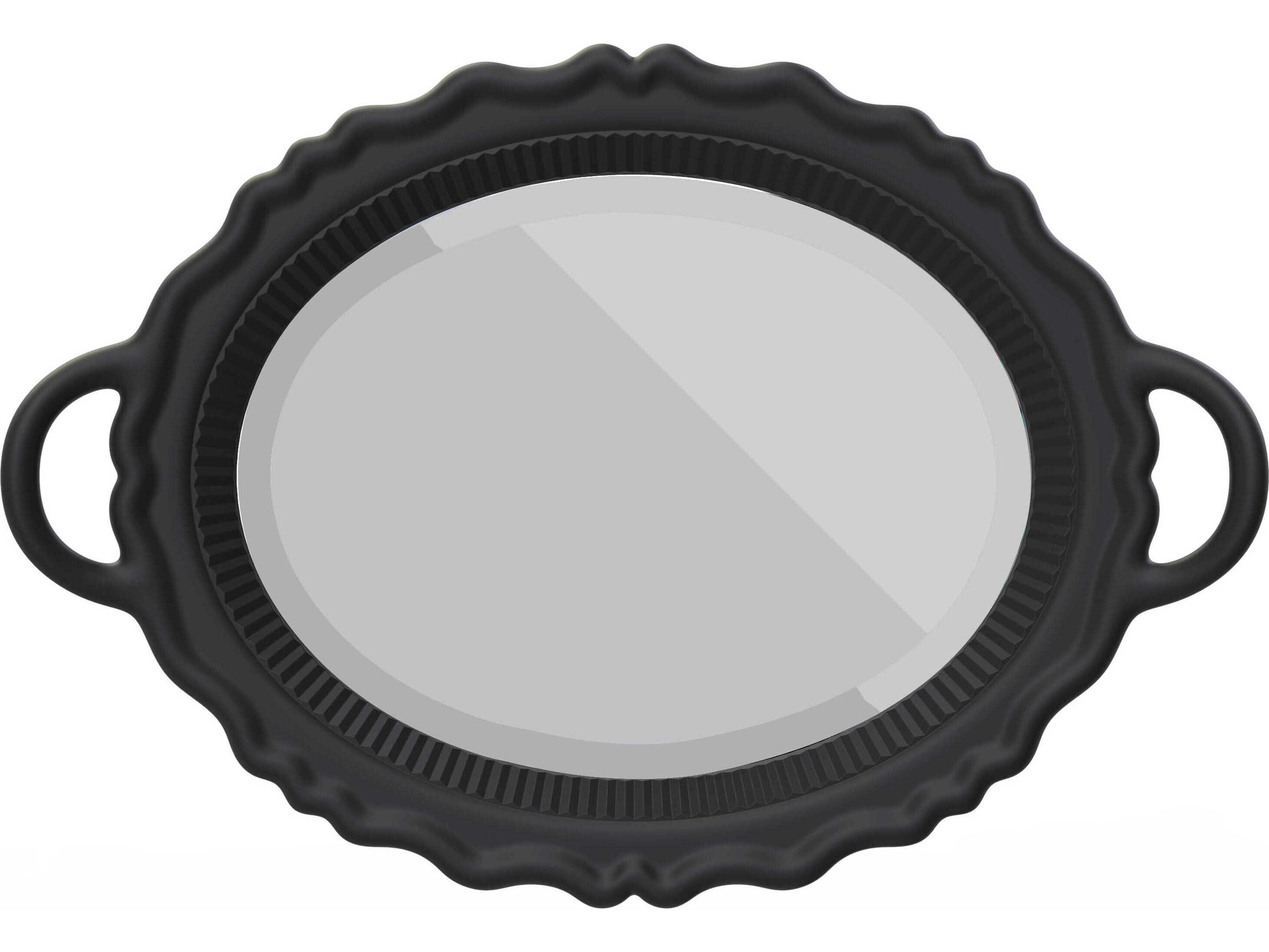 Qeeboo Plateau Black Oval Wall Mirror