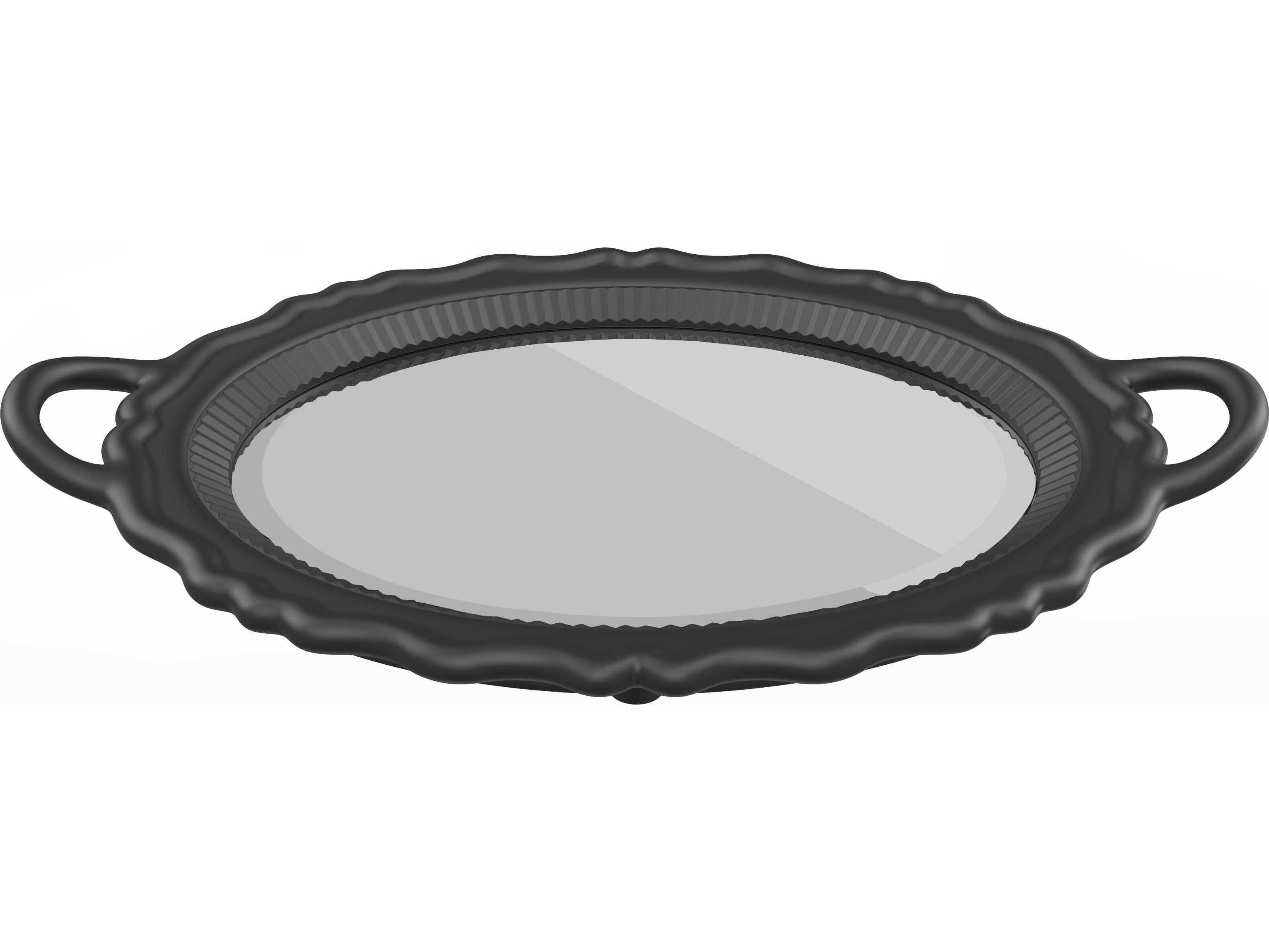 Qeeboo Plateau Black Oval Wall Mirror