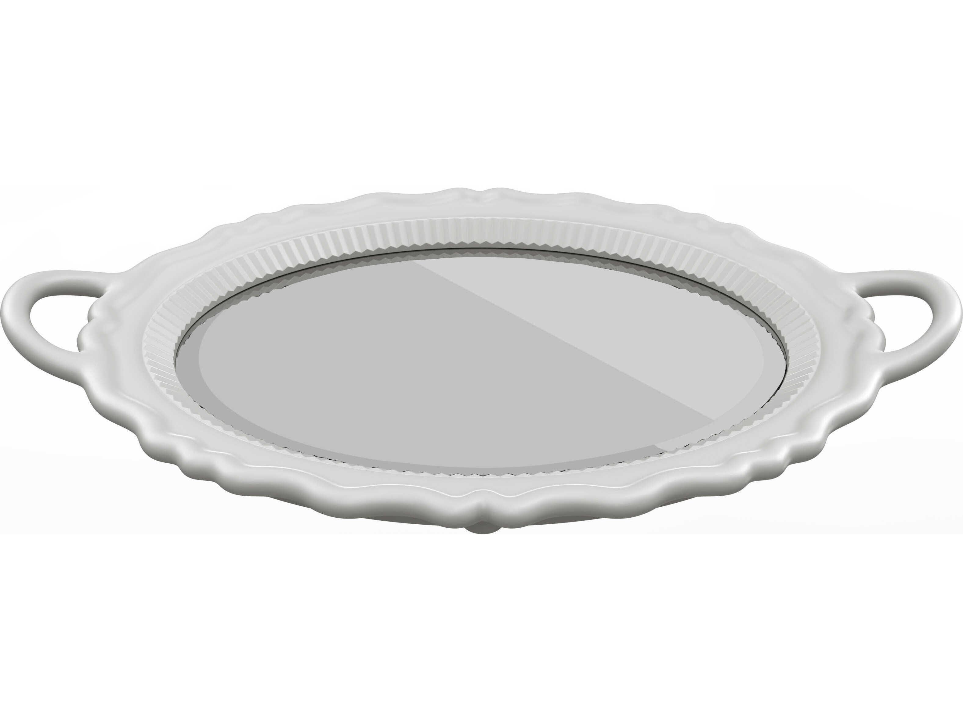 Qeeboo Plateau White Oval Wall Mirror